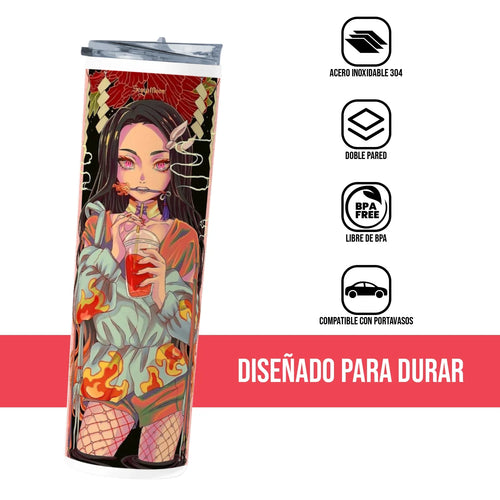 Termo Skinny Tumbler 20 oz de acero inoxidable - Chiva Anime