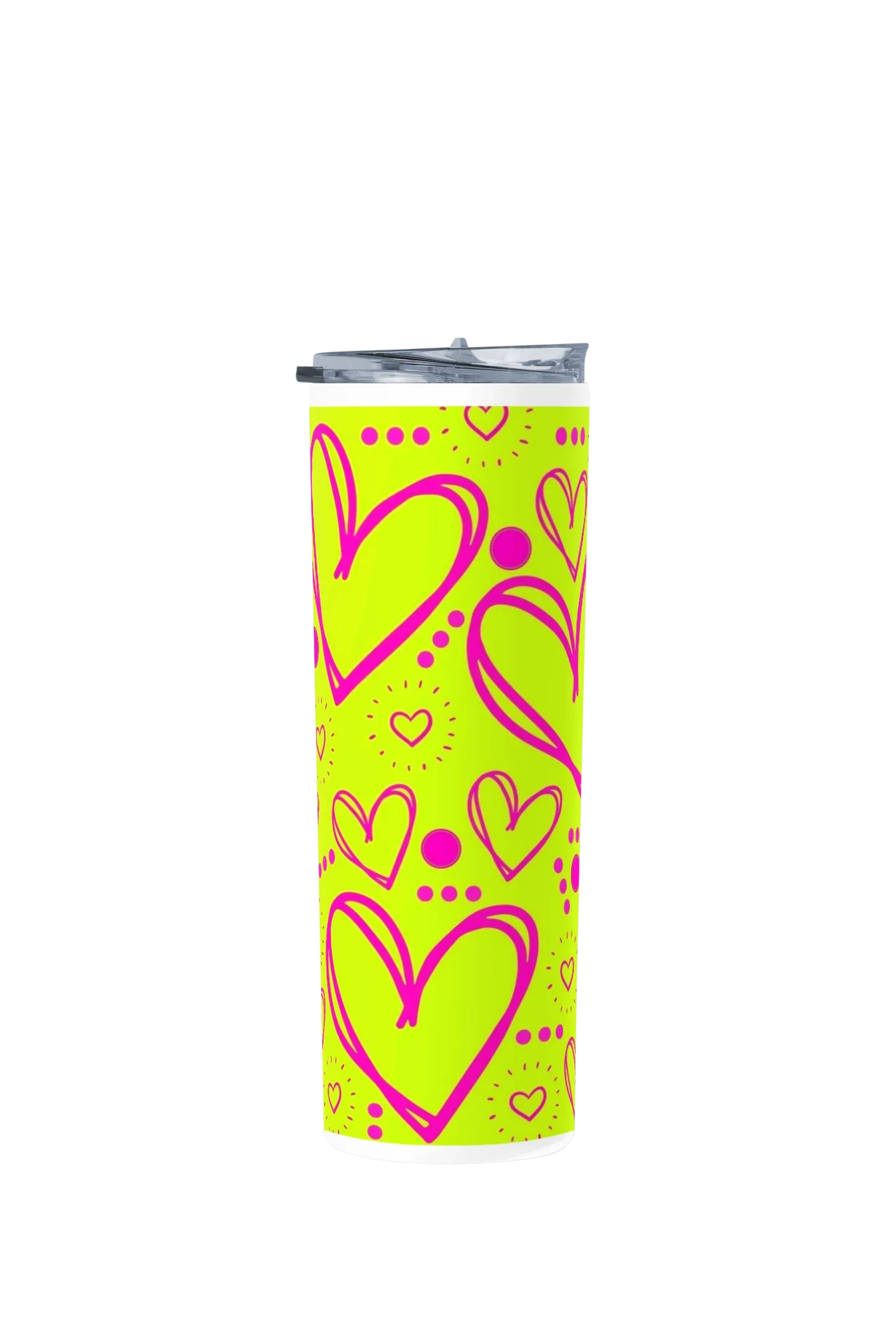 Termo Skinny Tumbler 20 oz de acero inoxidable - Corazones fondo amarillo