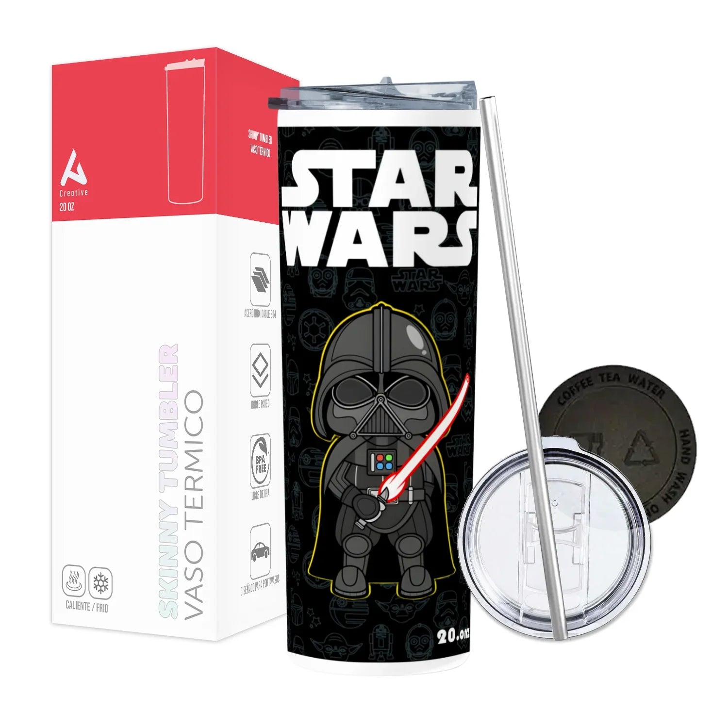 Termo Skinny Tumbler 20 oz de acero inoxidable - Darth Vader Star Wards