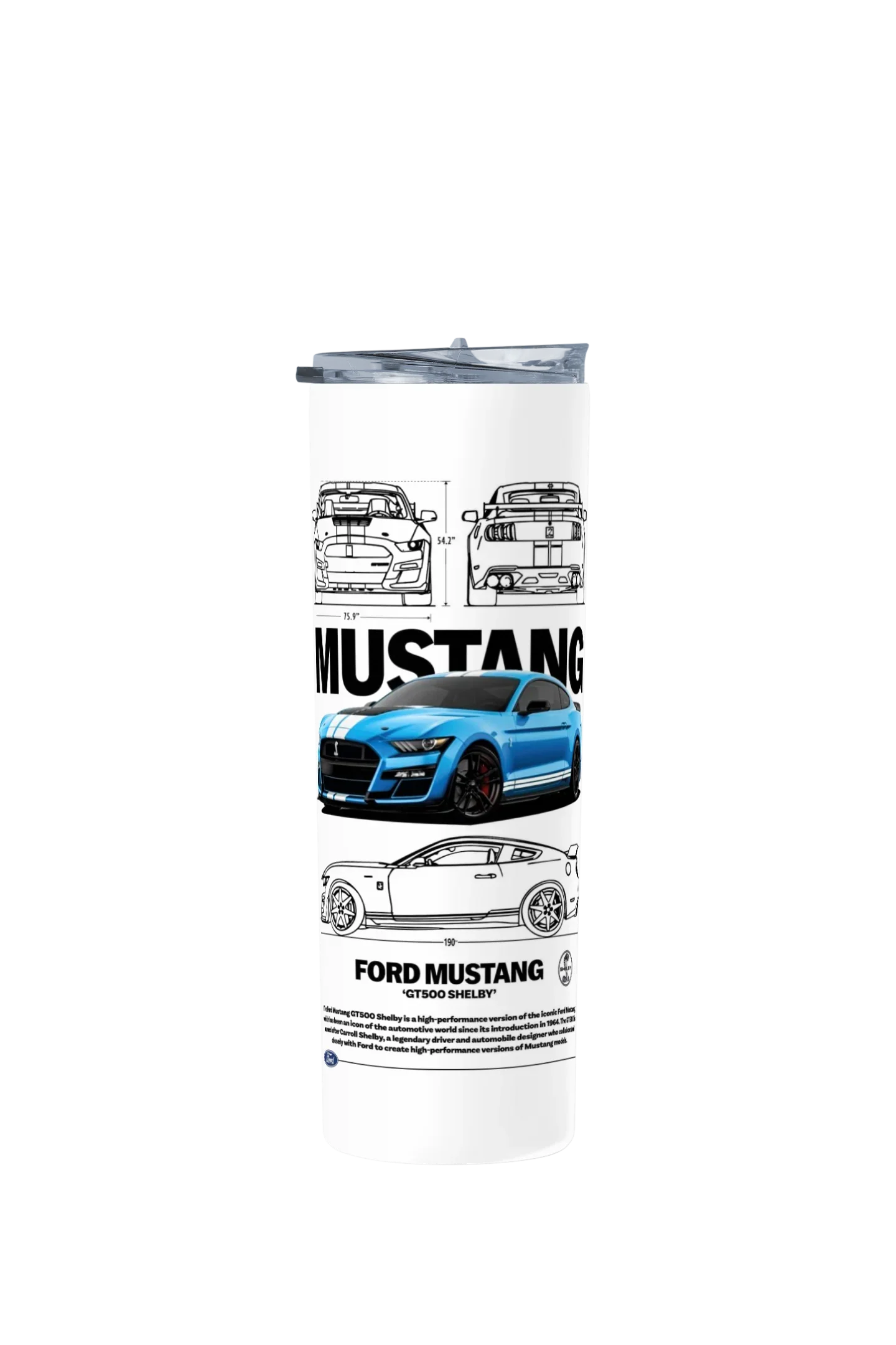 Termo Skinny Tumbler 20 oz de acero inoxidable - Descripcion Mustang