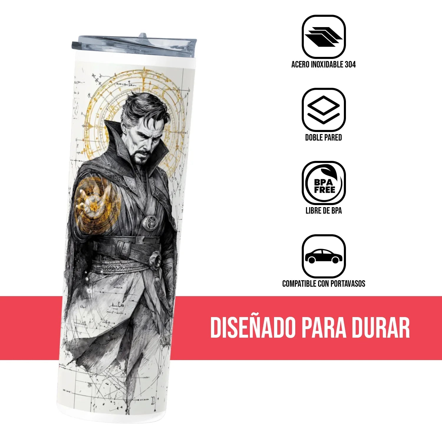Termo Skinny Tumbler 20 oz de acero inoxidable - Doctor Strange Skecth