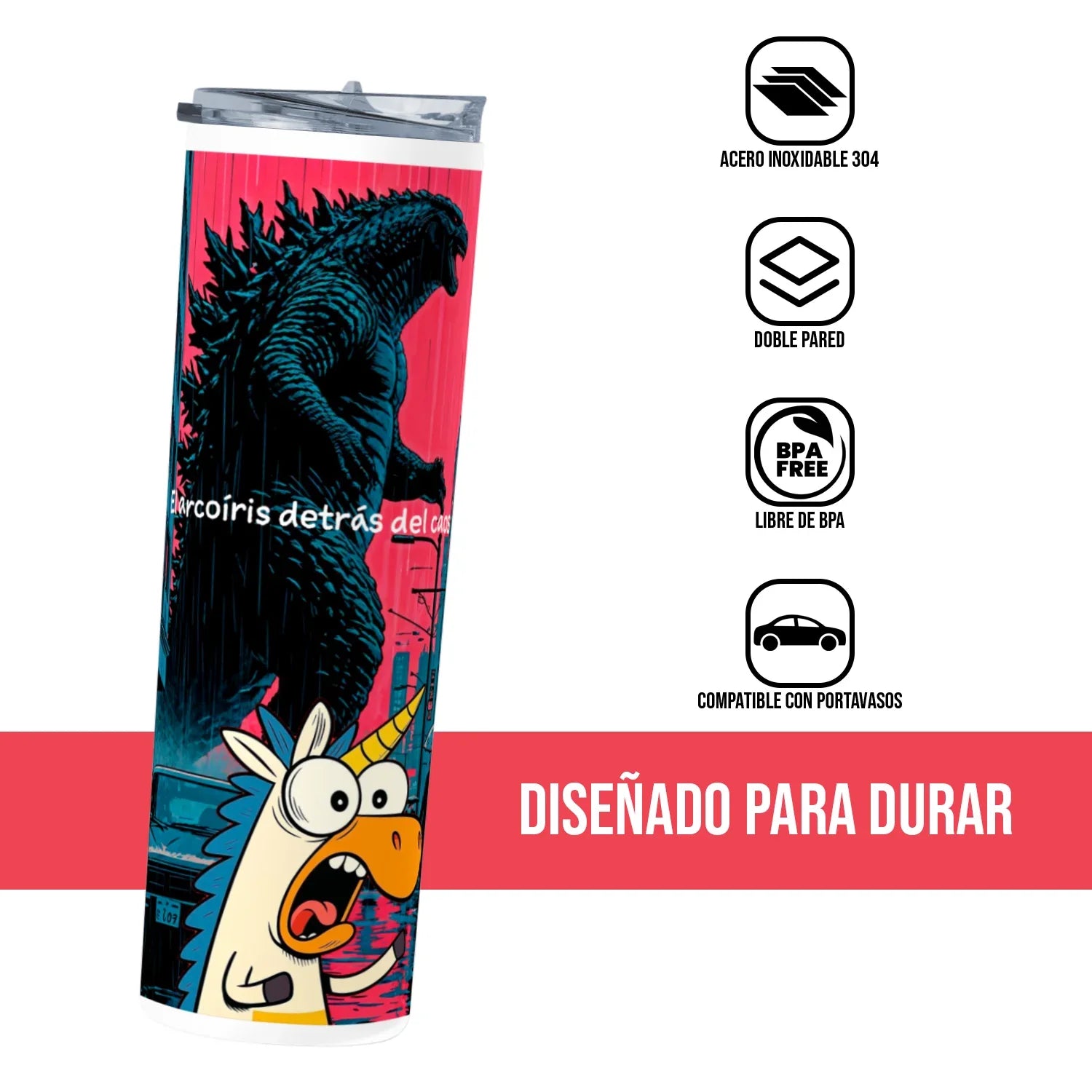 Termo Skinny Tumbler 20 oz de acero inoxidable - El Arcoiris detras del caos