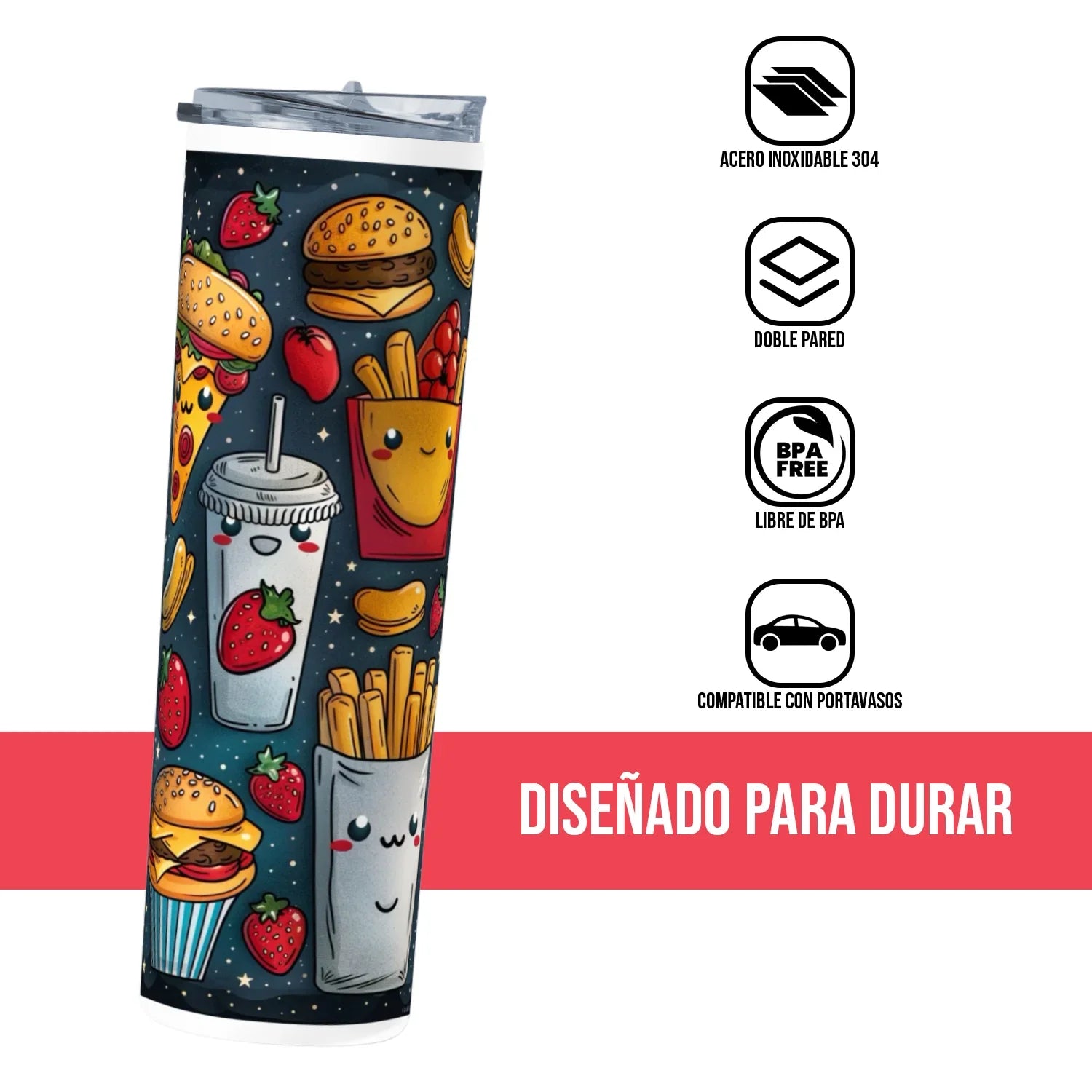 Termo Skinny Tumbler 20 oz de acero inoxidable - Frituras