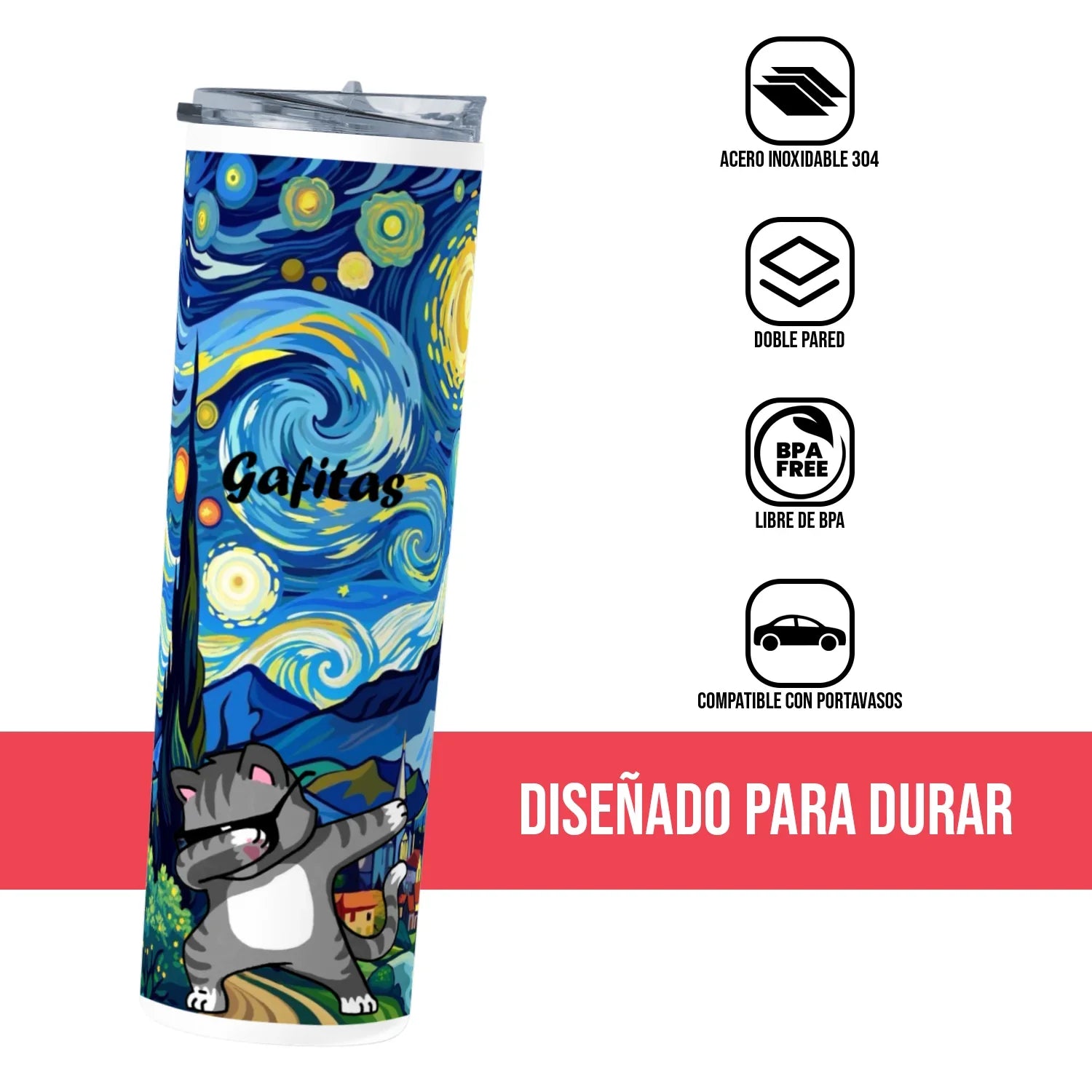 Termo Skinny Tumbler 20 oz de acero inoxidable - Gafitas