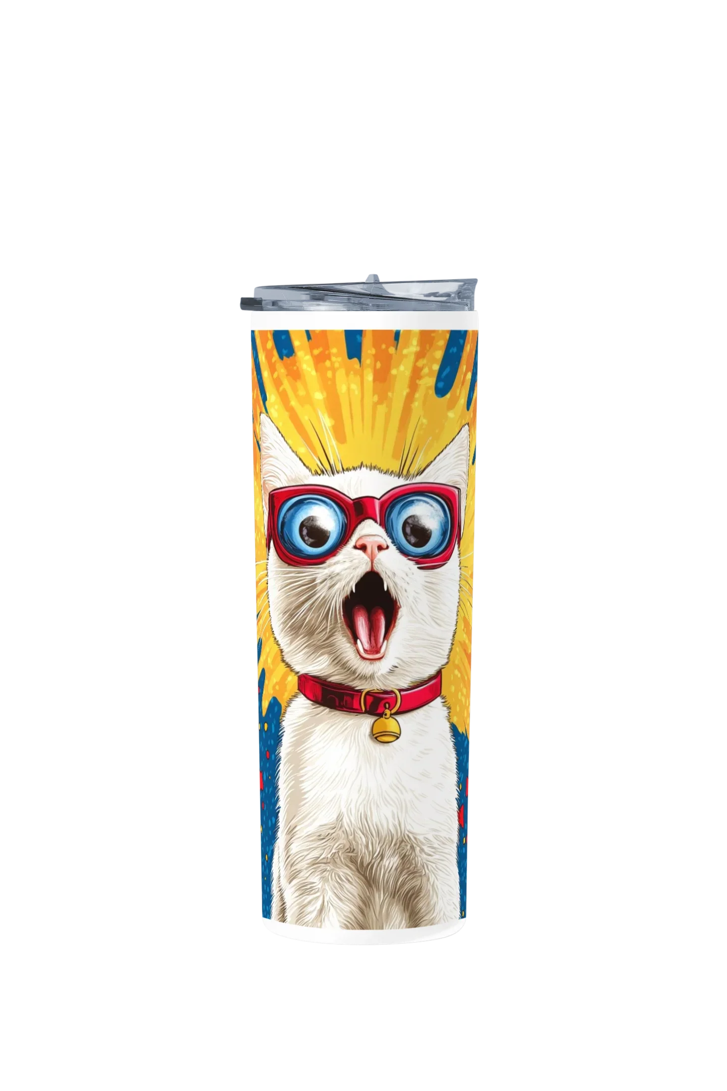 Termo Skinny Tumbler 20 oz de acero inoxidable - Gato sorprendido lentes