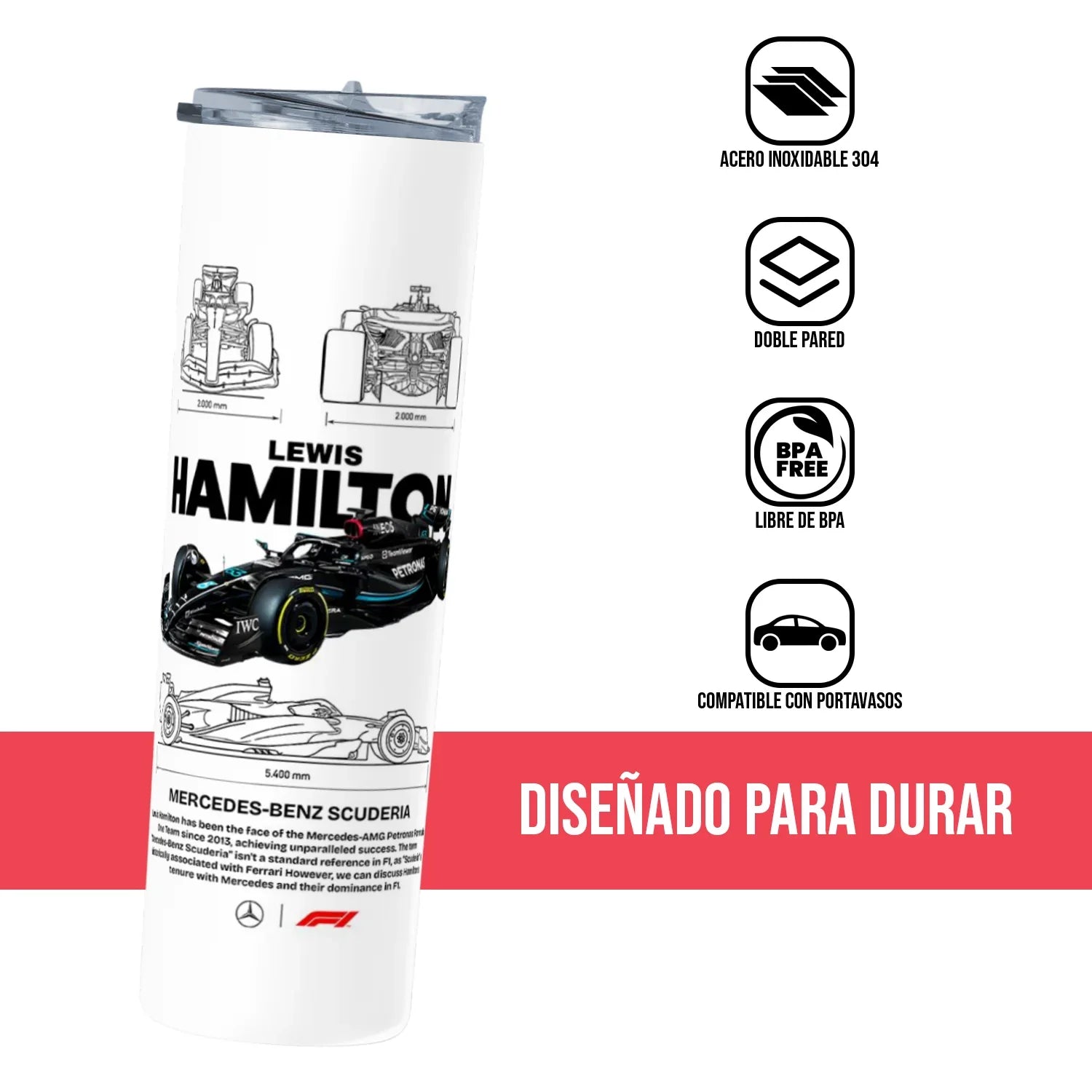 Termo Skinny Tumbler 20 oz de acero inoxidable - Hamilton