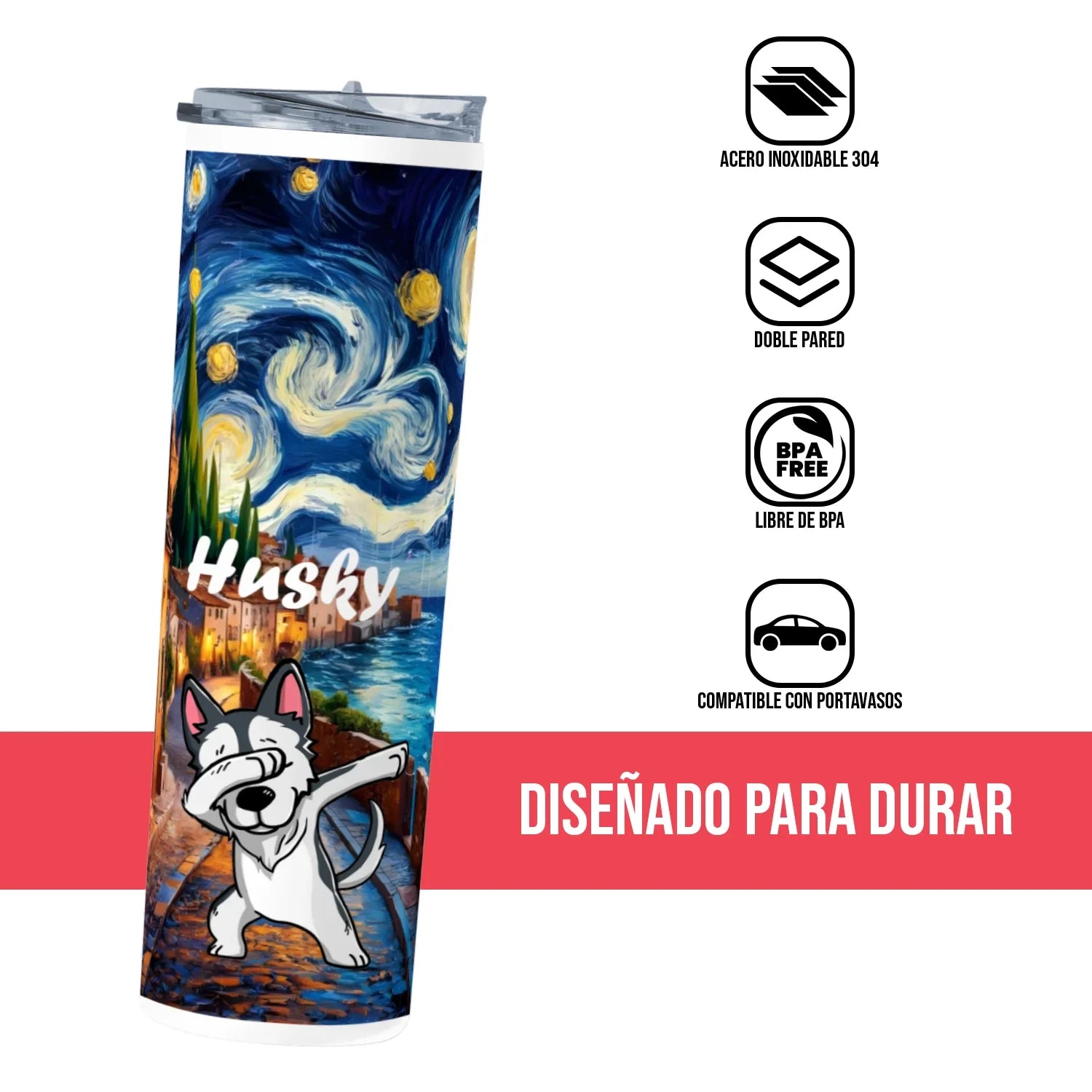 Termo Skinny Tumbler 20 oz de acero inoxidable - Husky van gogh