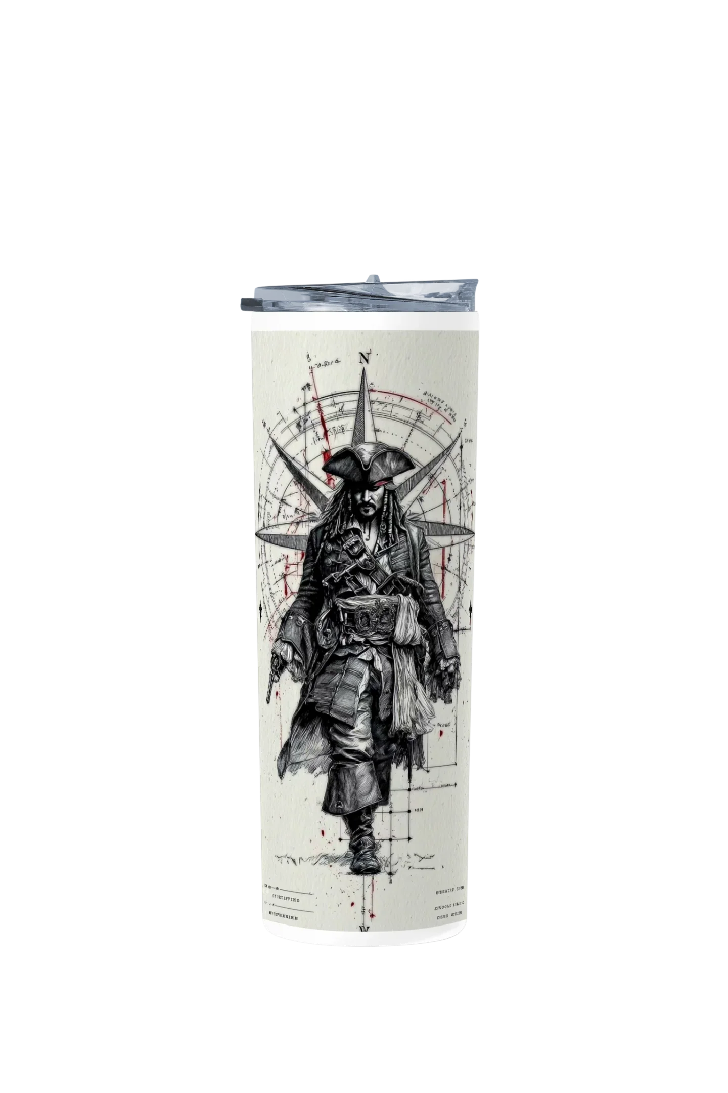 Termo Skinny Tumbler 20 oz de acero inoxidable - Jack Sparrow Sketch