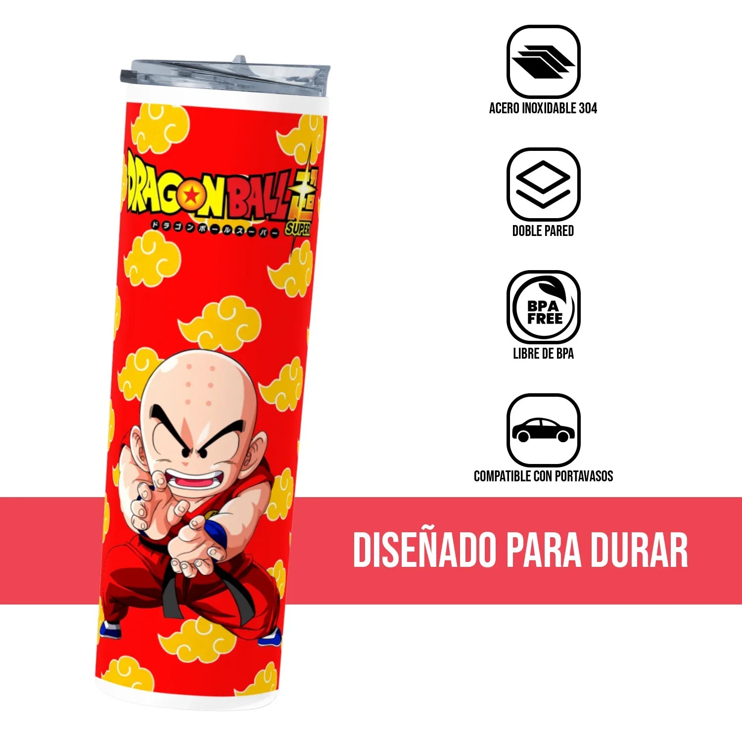 Termo Skinny Tumbler 20 oz de acero inoxidable - Krillin Dragon Ball
