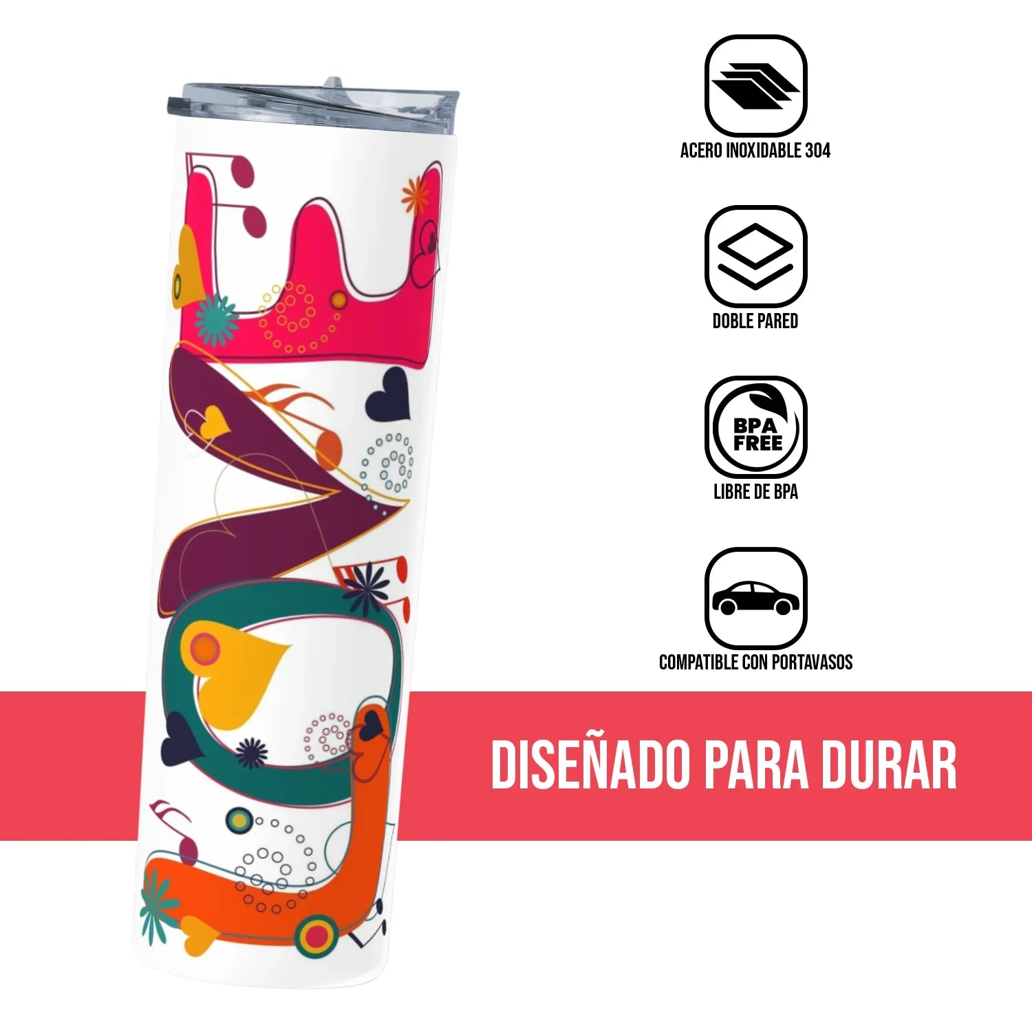 Termo Skinny Tumbler 20 oz de acero inoxidable - LOVE (2)