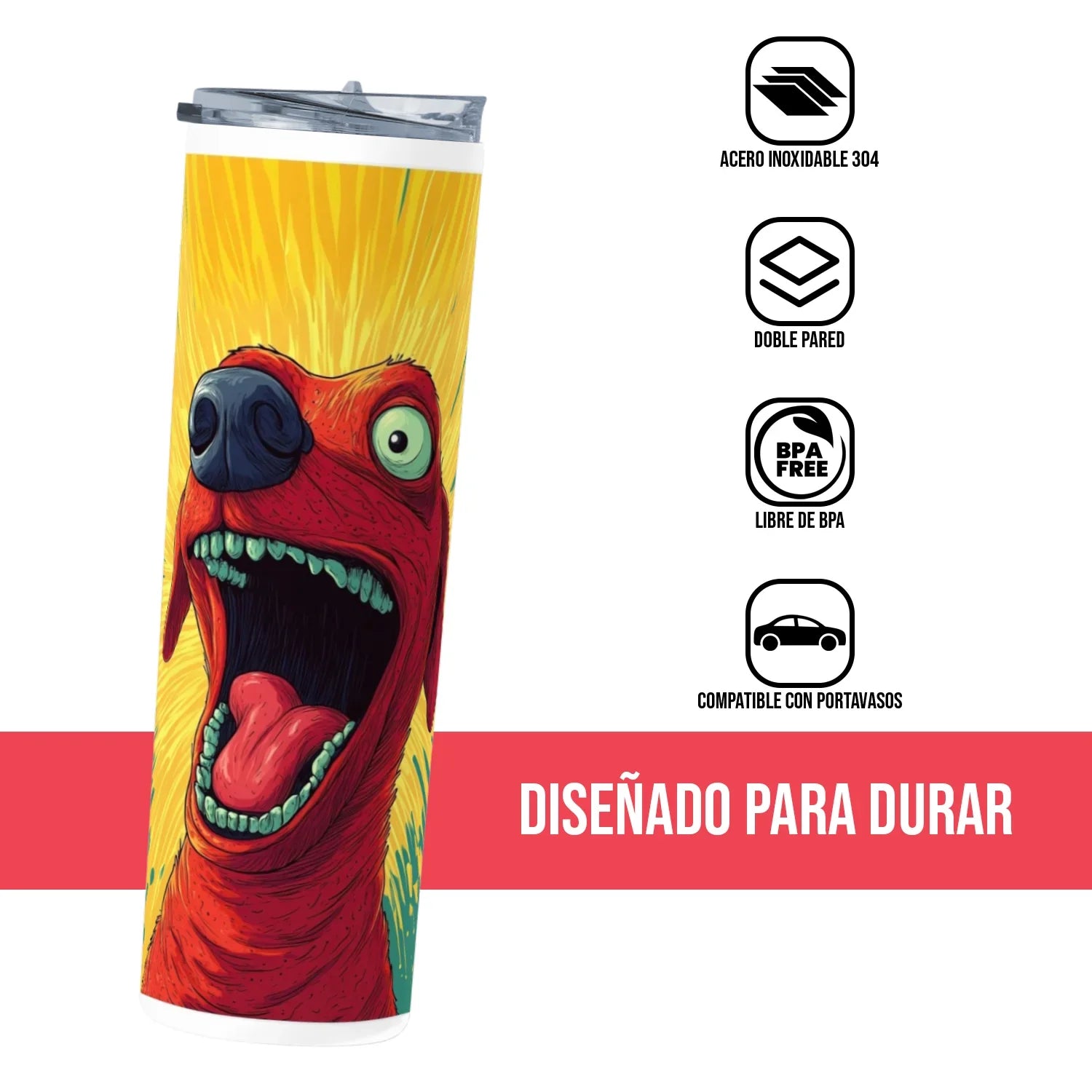 Termo Skinny Tumbler 20 oz de acero inoxidable - Ladrido del perro