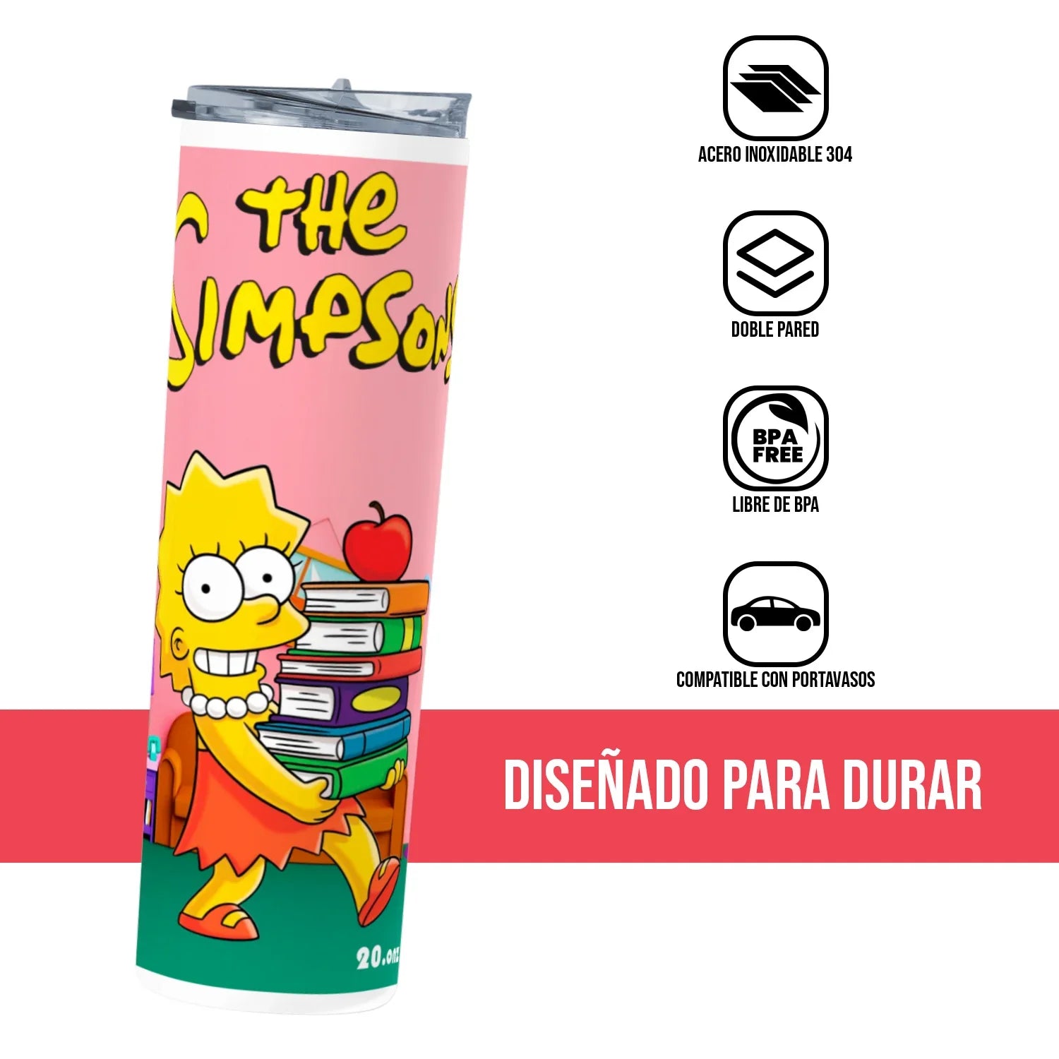 Termo Skinny Tumbler 20 oz de acero inoxidable - Liza simpson