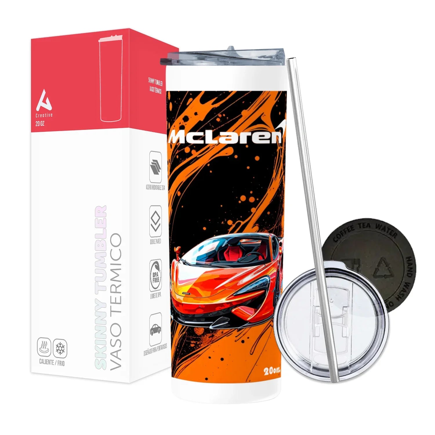 Termo Skinny Tumbler 20 oz de acero inoxidable - MCLAREN NARANJA