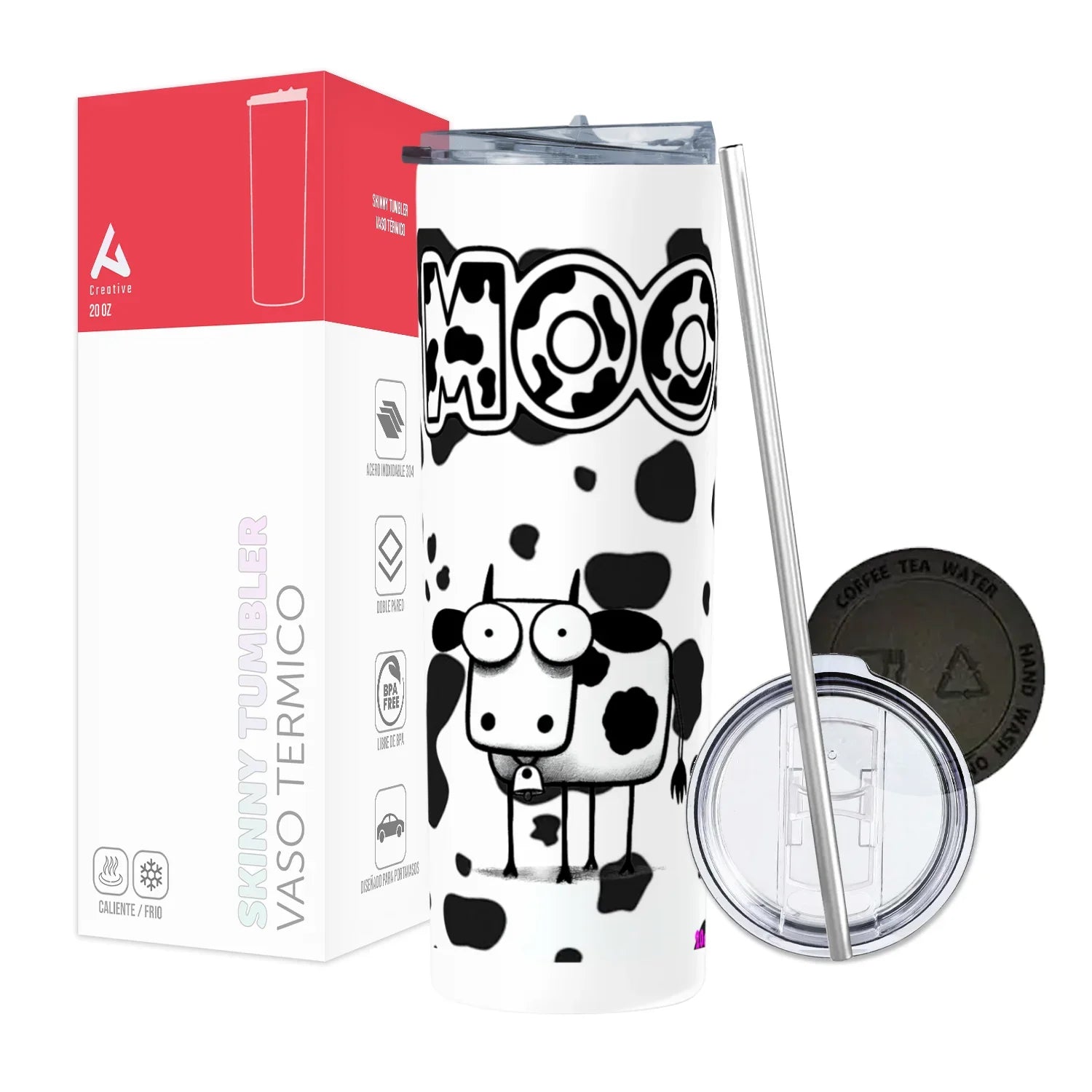 Termo Skinny Tumbler 20 oz de acero inoxidable - MOO VACA