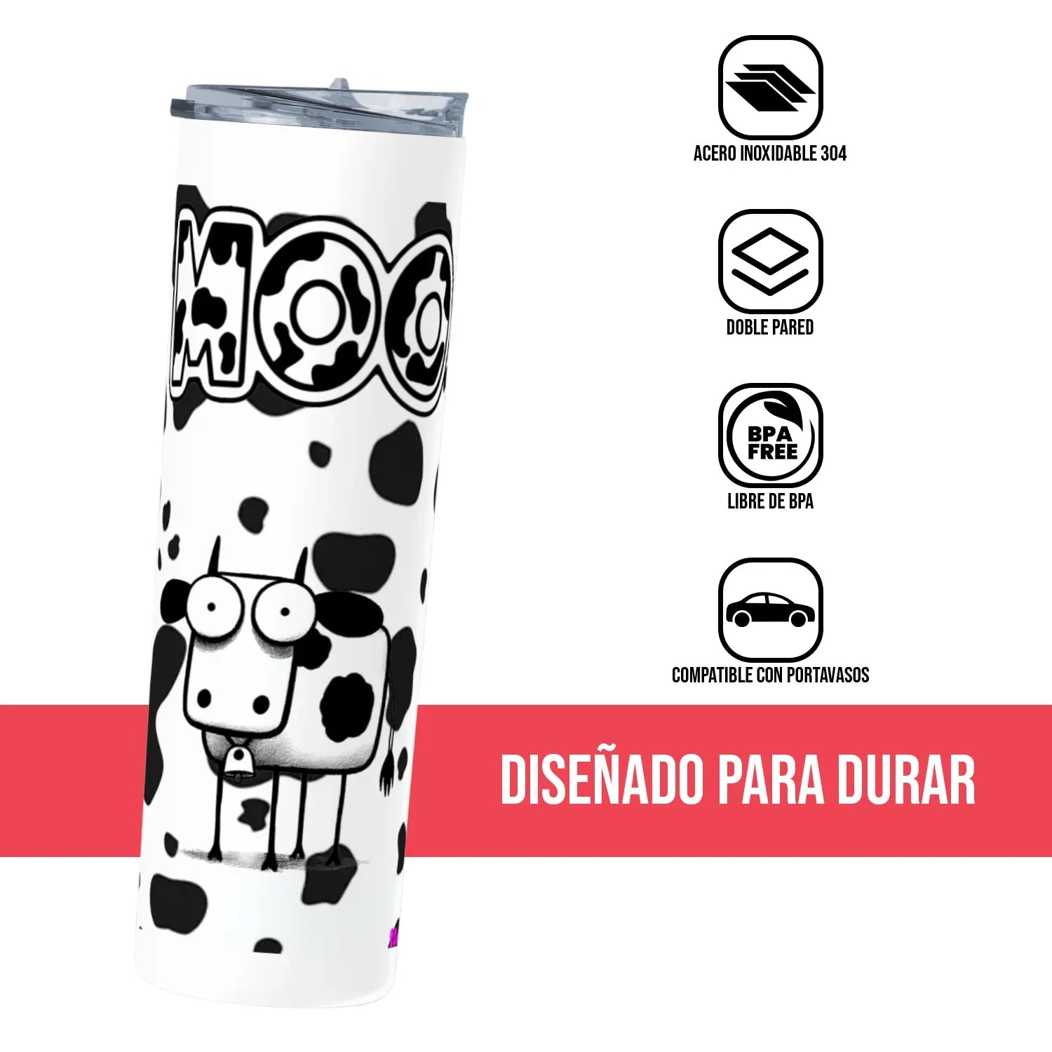 Termo Skinny Tumbler 20 oz de acero inoxidable - MOO VACA