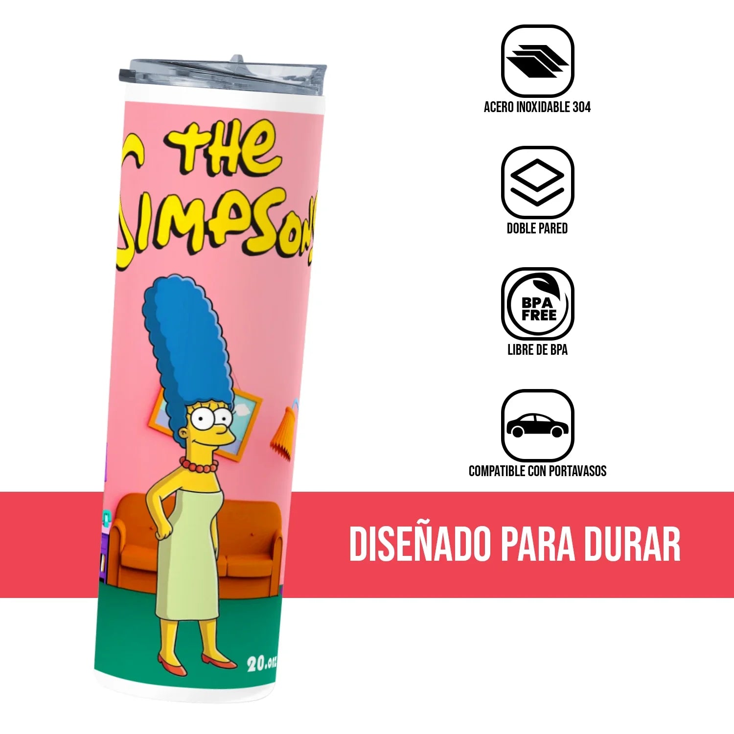 Termo Skinny Tumbler 20 oz de acero inoxidable - March Simpson