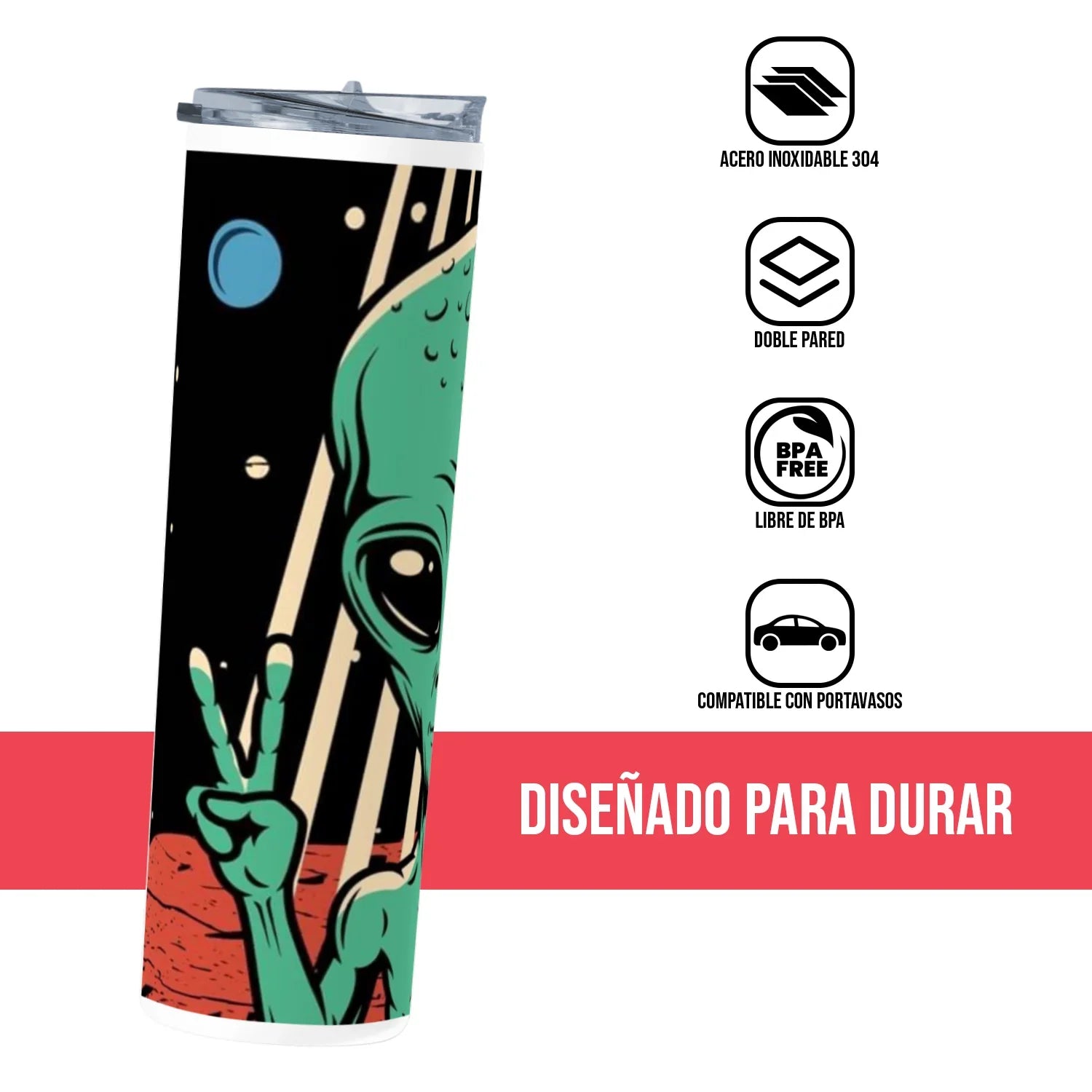 Termo Skinny Tumbler 20 oz de acero inoxidable - Marciano amor y paz