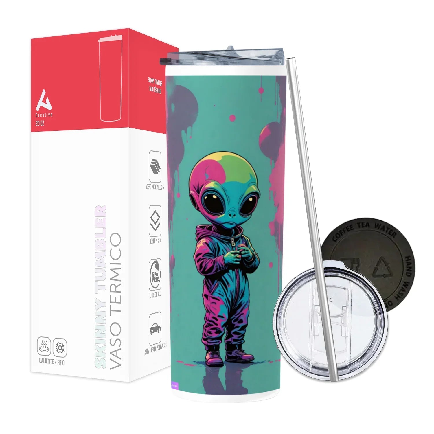 Termo Skinny Tumbler 20 oz de acero inoxidable - Marciano fondo verde