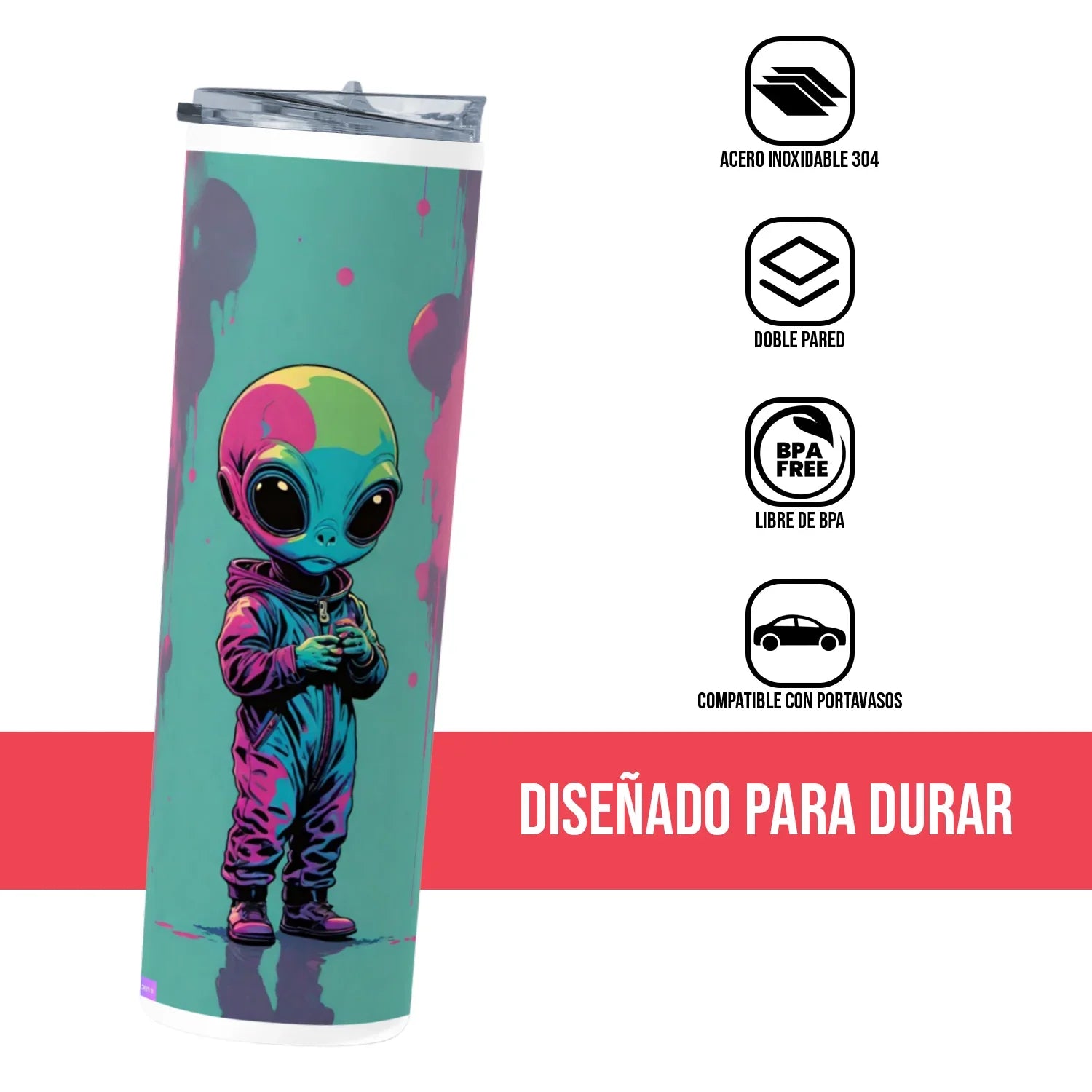 Termo Skinny Tumbler 20 oz de acero inoxidable - Marciano fondo verde