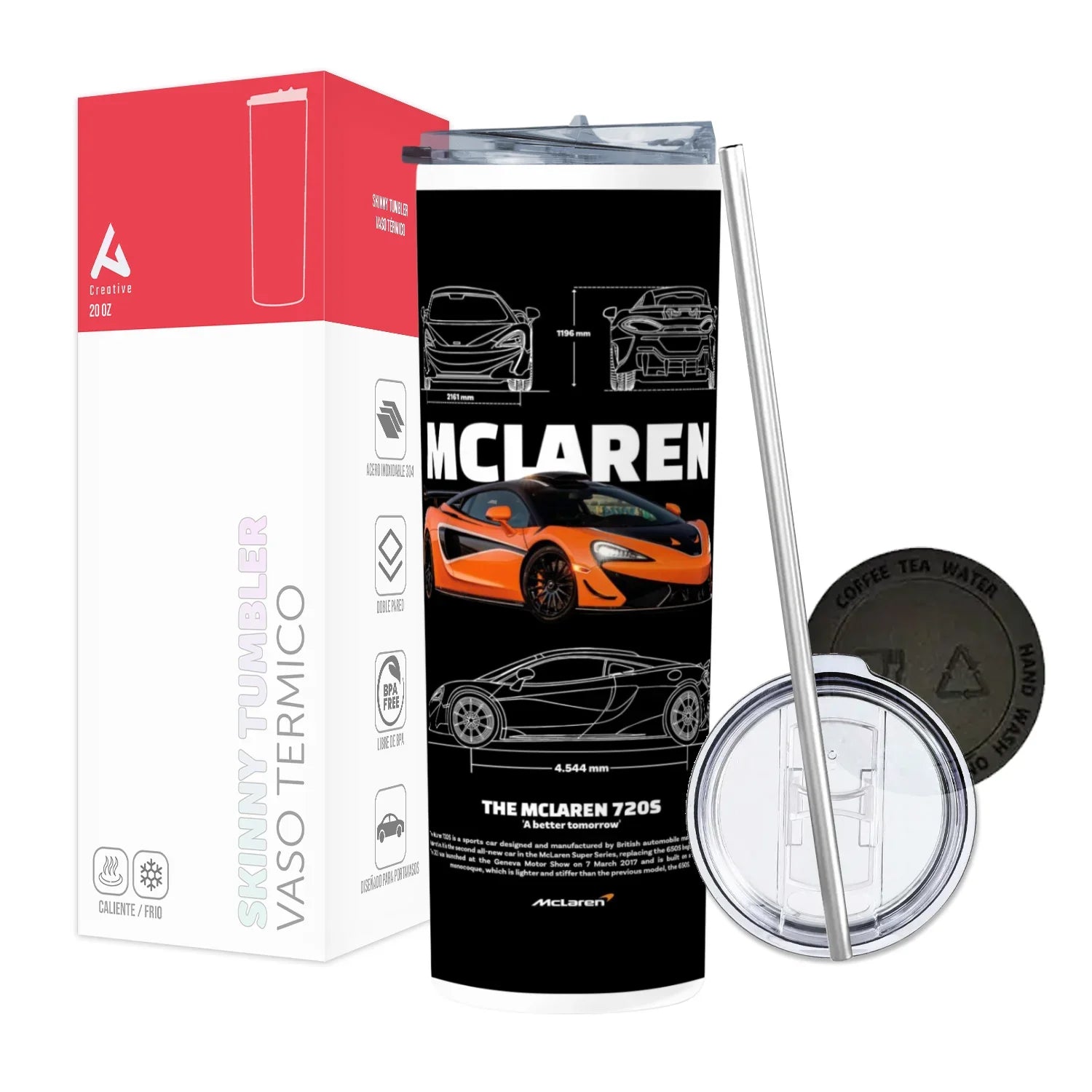 Termo Skinny Tumbler 20 oz de acero inoxidable - Mclaren