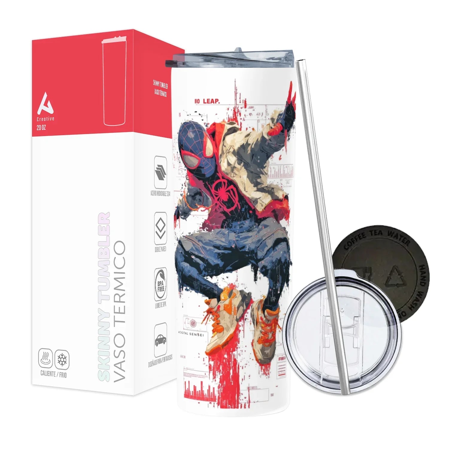 Termo Skinny Tumbler 20 oz de acero inoxidable - Miles Morales