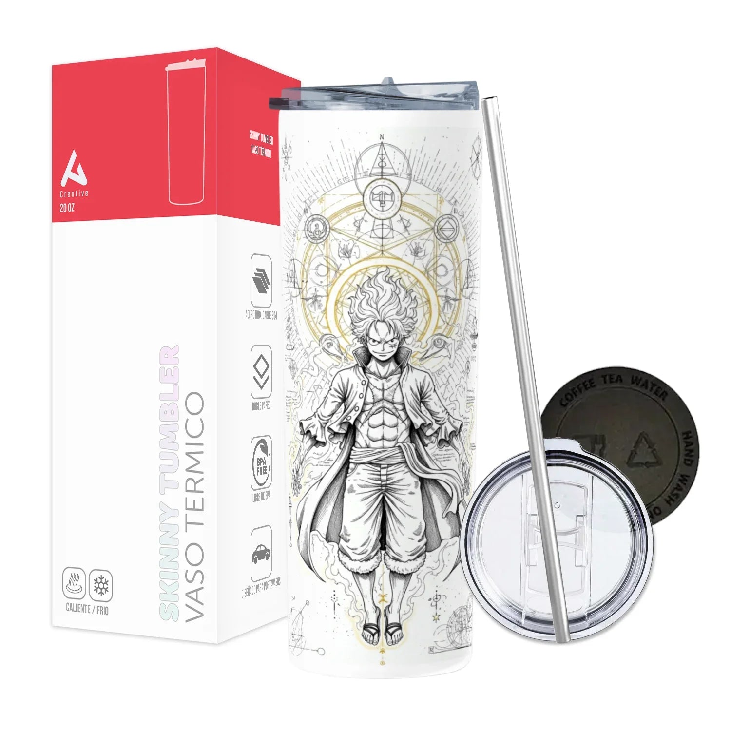 Termo Skinny Tumbler 20 oz de acero inoxidable - Monkey D. Luffy Sketch