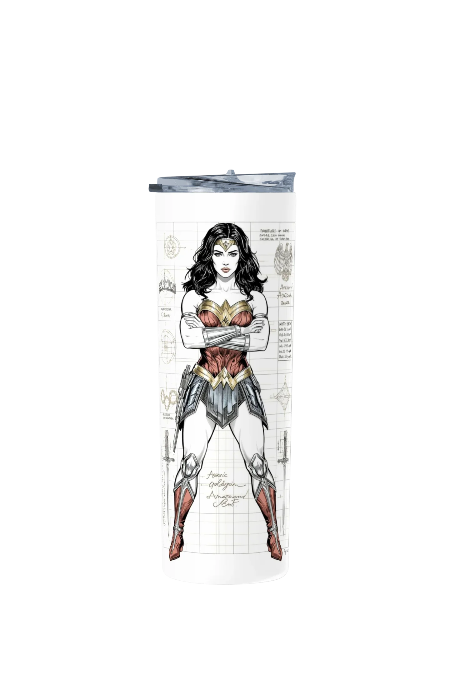 Termo Skinny Tumbler 20 oz de acero inoxidable - Mujer Maravilla Sketch