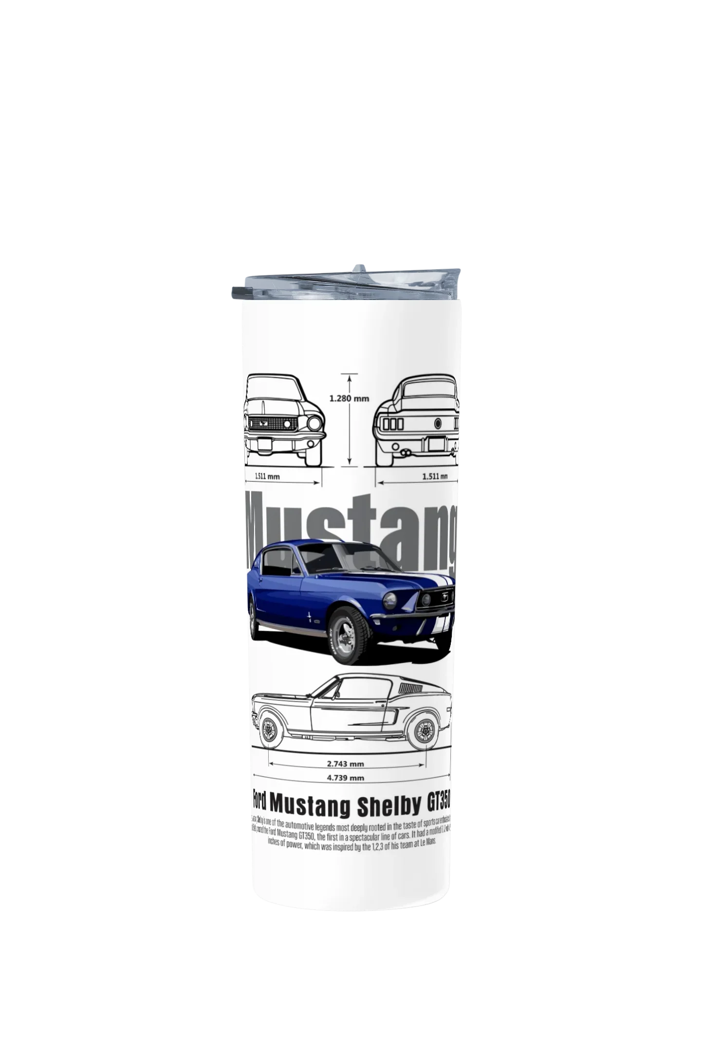 Termo Skinny Tumbler 20 oz de acero inoxidable - Mustang Especificaciones