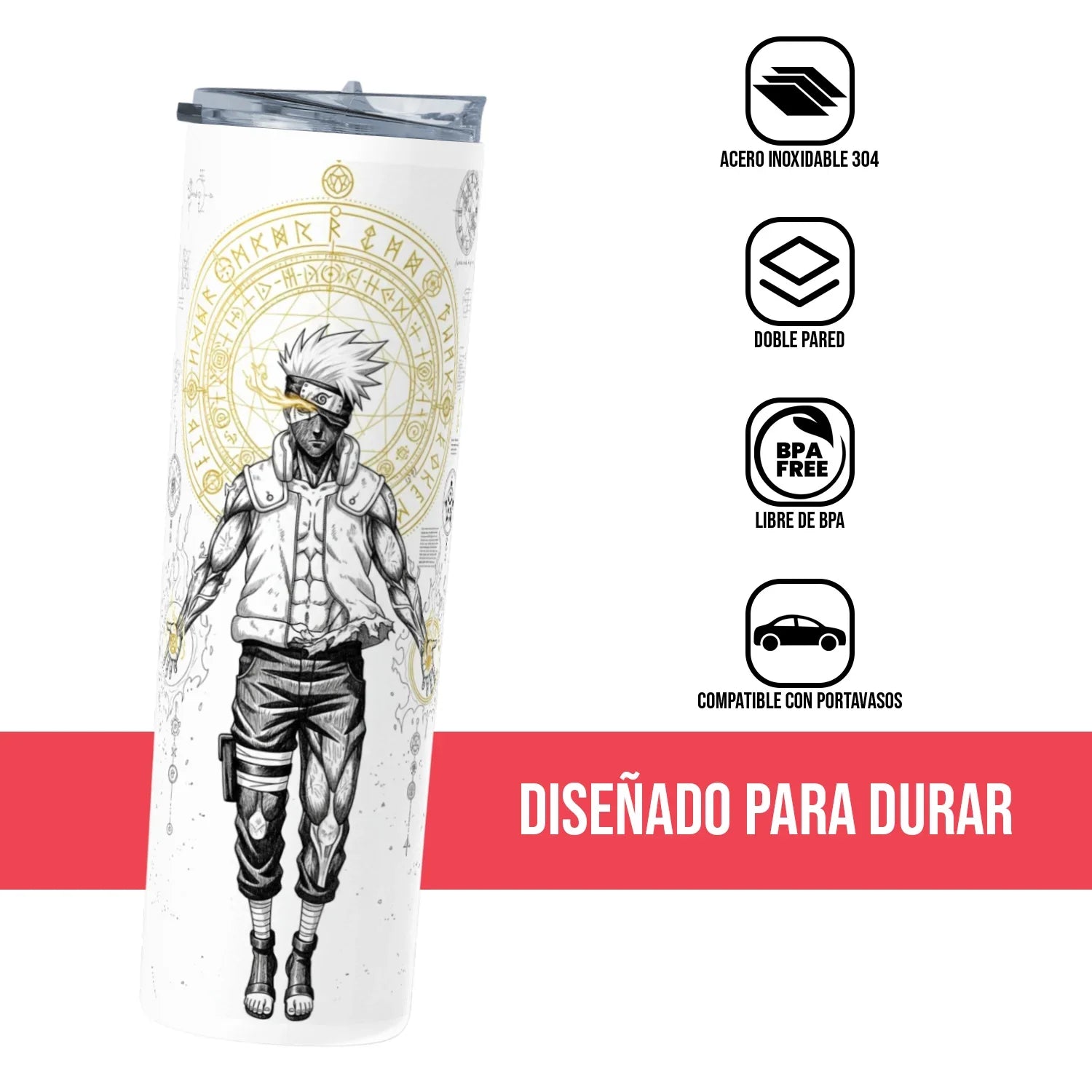 Termo Skinny Tumbler 20 oz de acero inoxidable - Naruto