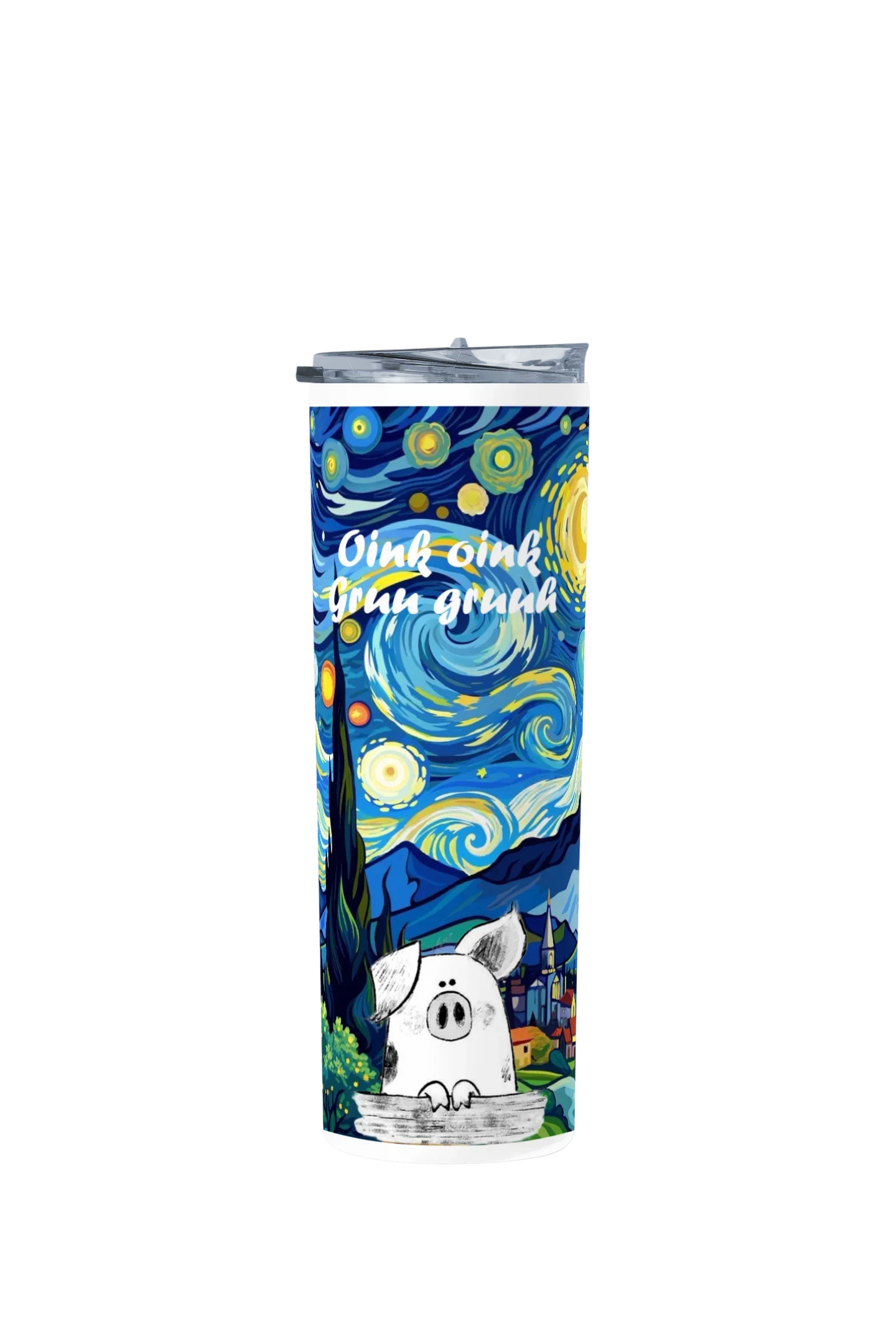 Termo Skinny Tumbler 20 oz de acero inoxidable - Oink Oink gru gru