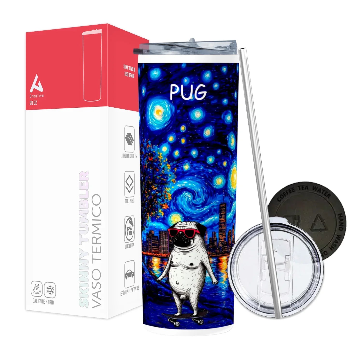 Termo Skinny Tumbler 20 oz de acero inoxidable - PUG