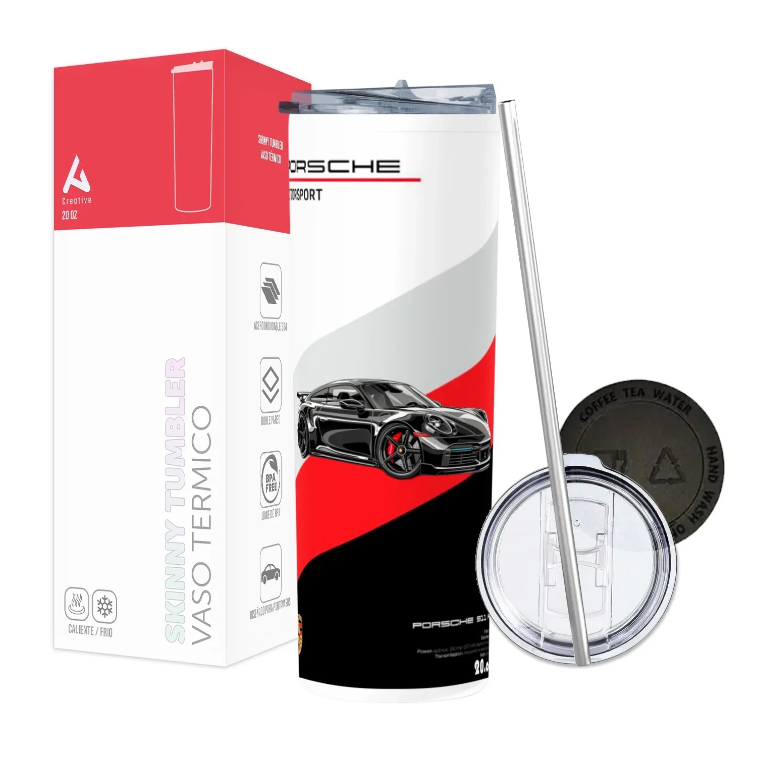 Termo Skinny Tumbler 20 oz de acero inoxidable - Porsche  911
