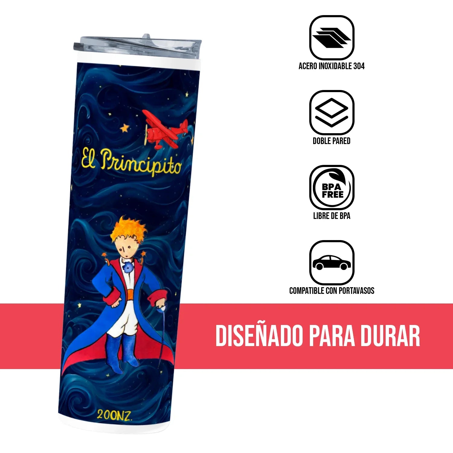 Termo Skinny Tumbler 20 oz de acero inoxidable - Principito 2