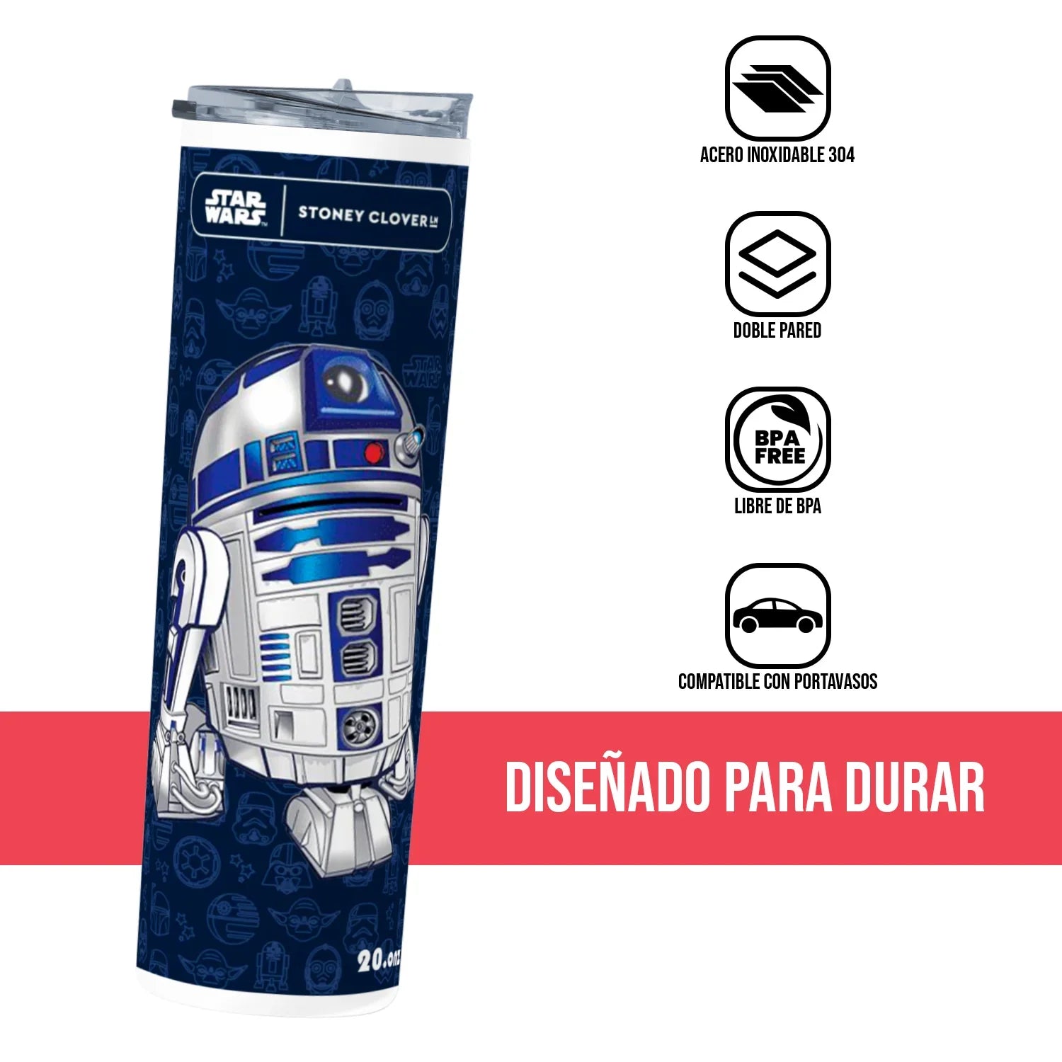 Termo Skinny Tumbler 20 oz de acero inoxidable - R2D2 Star Wars