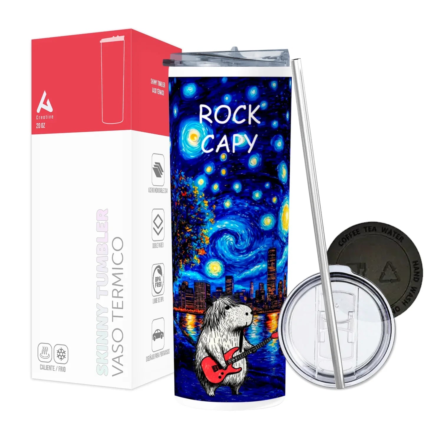 Termo Skinny Tumbler 20 oz de acero inoxidable - ROCK CAPY