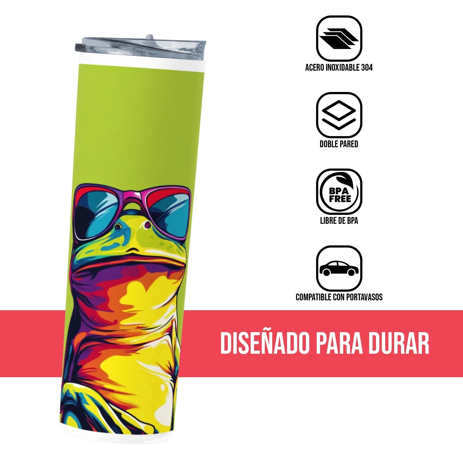 Termo Skinny Tumbler 20 oz de acero inoxidable - Rana lentes