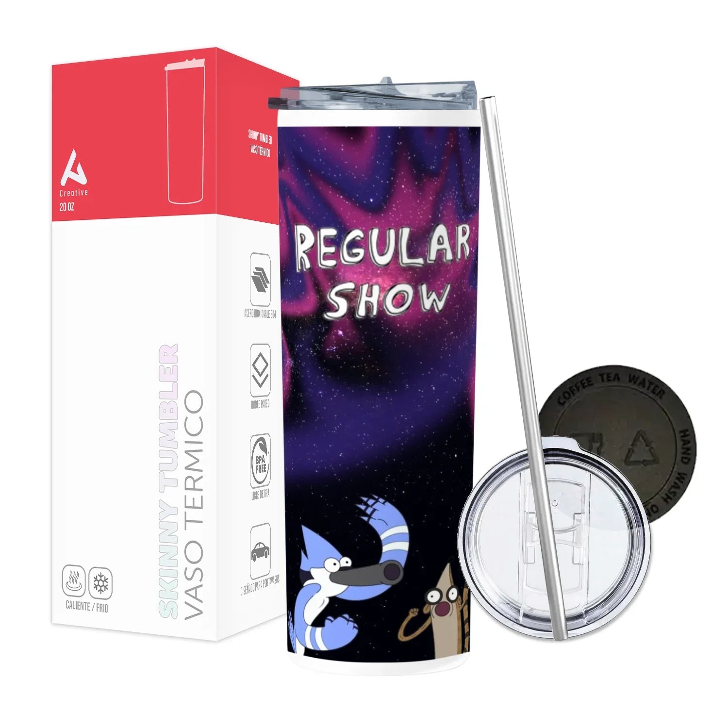 Termo Skinny Tumbler 20 oz de acero inoxidable - Regular Show