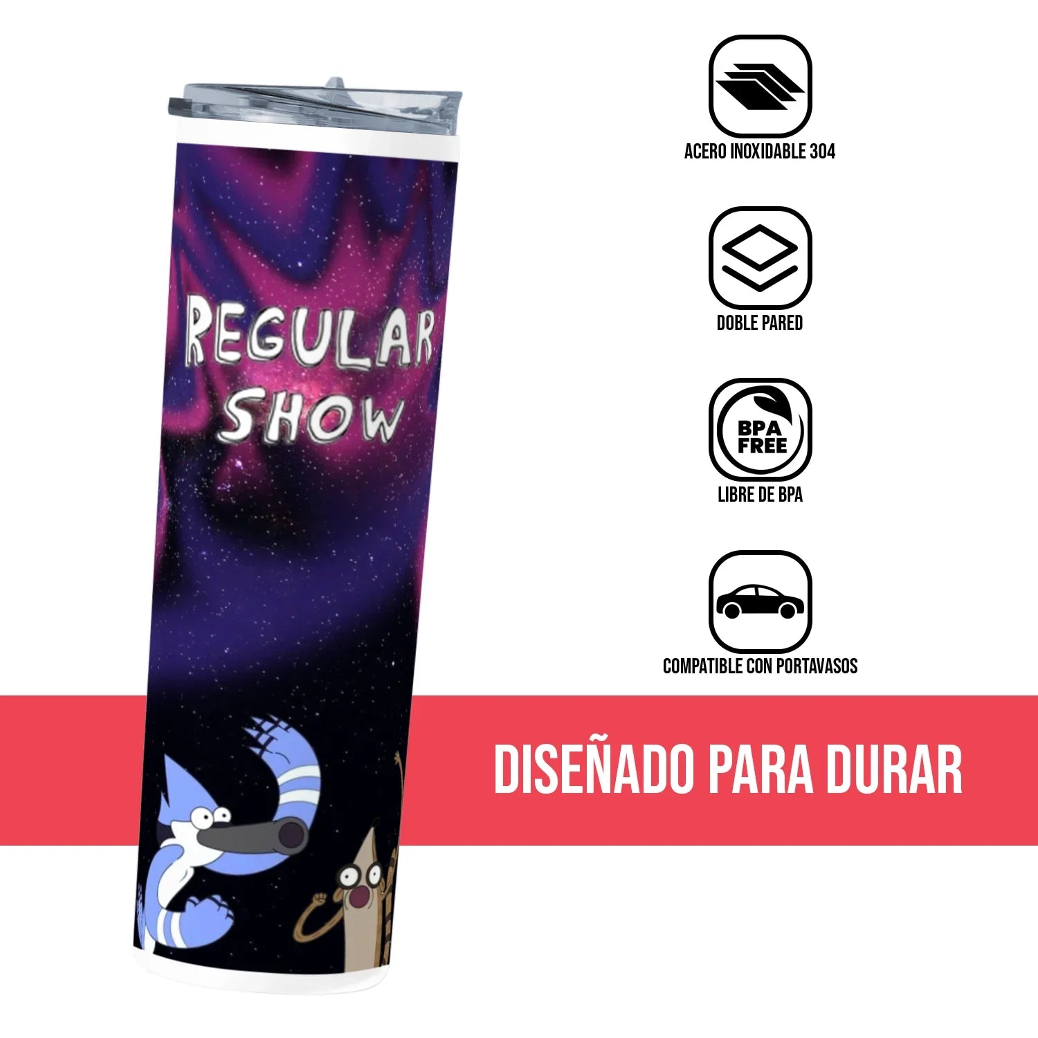 Termo Skinny Tumbler 20 oz de acero inoxidable - Regular Show
