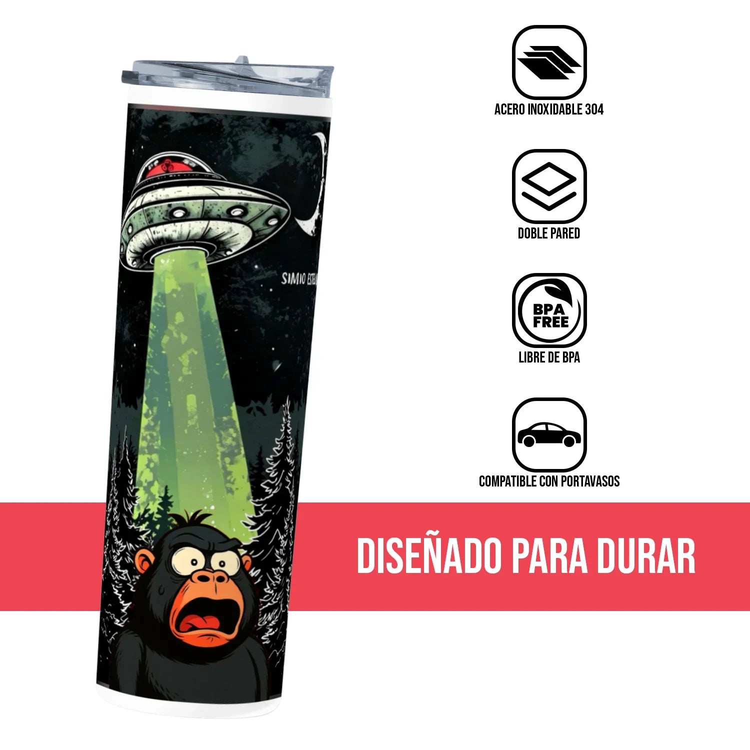 Termo Skinny Tumbler 20 oz de acero inoxidable - SIMIO ESTELAR