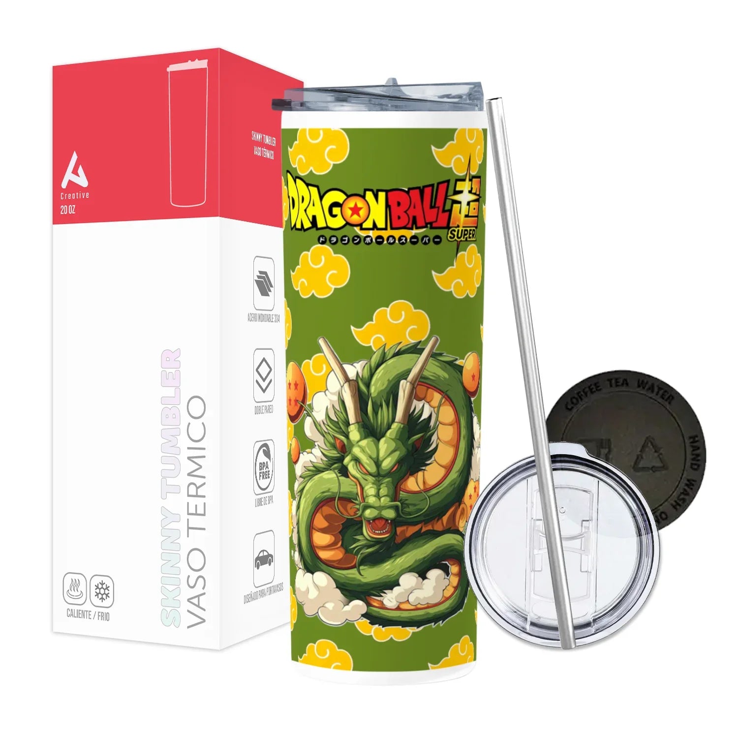 Termo Skinny Tumbler 20 oz de acero inoxidable - Shen Long Dragon Ball