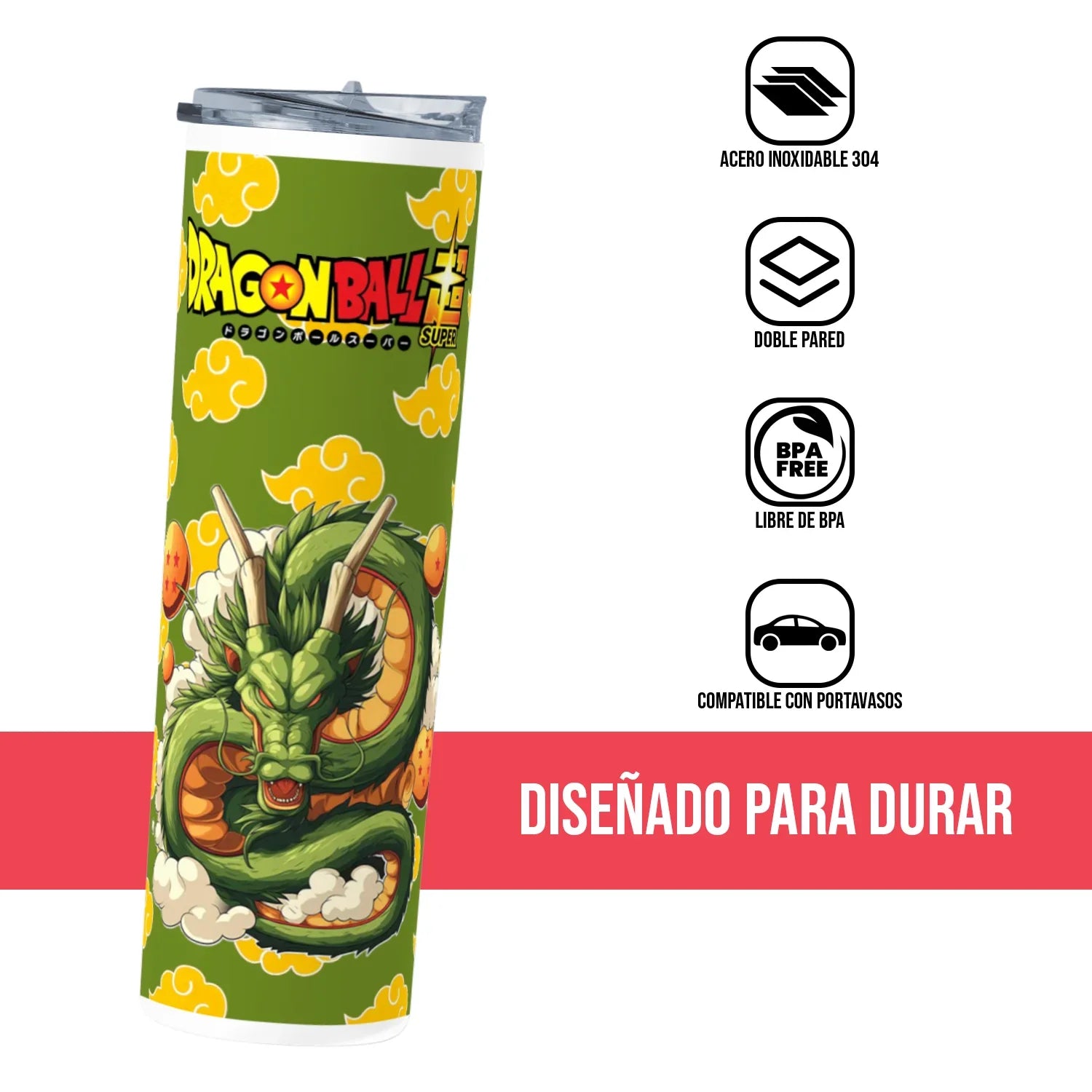 Termo Skinny Tumbler 20 oz de acero inoxidable - Shen Long Dragon Ball
