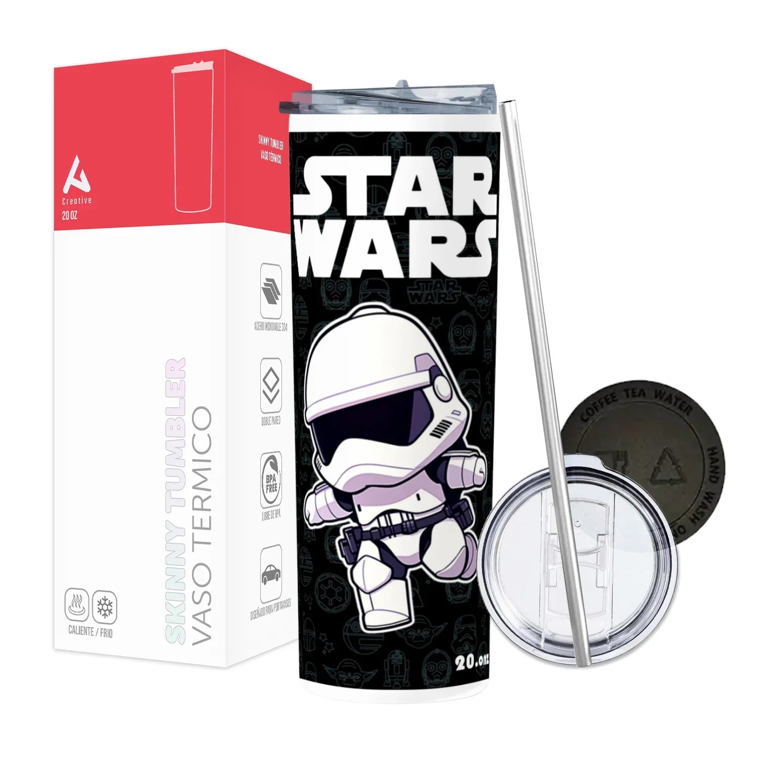 Termo Skinny Tumbler 20 oz de acero inoxidable - Stormtrooper negro