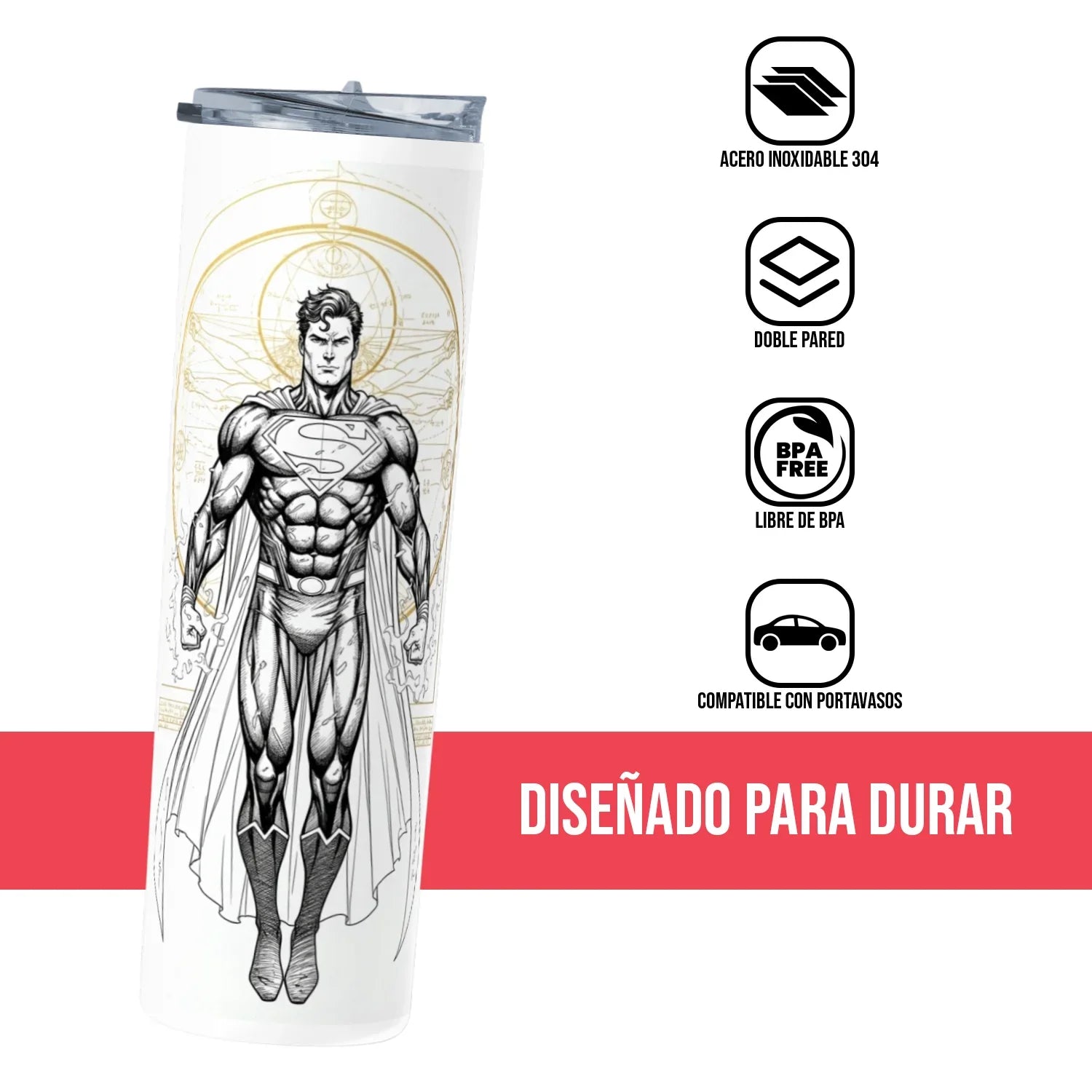 Termo Skinny Tumbler 20 oz de acero inoxidable - Superman 1