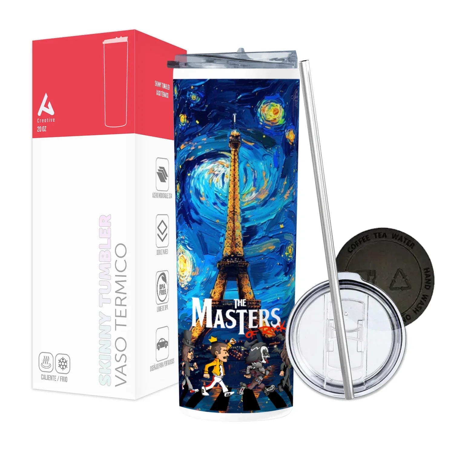 Termo Skinny Tumbler 20 oz de acero inoxidable - THE MASTER OF ROCK