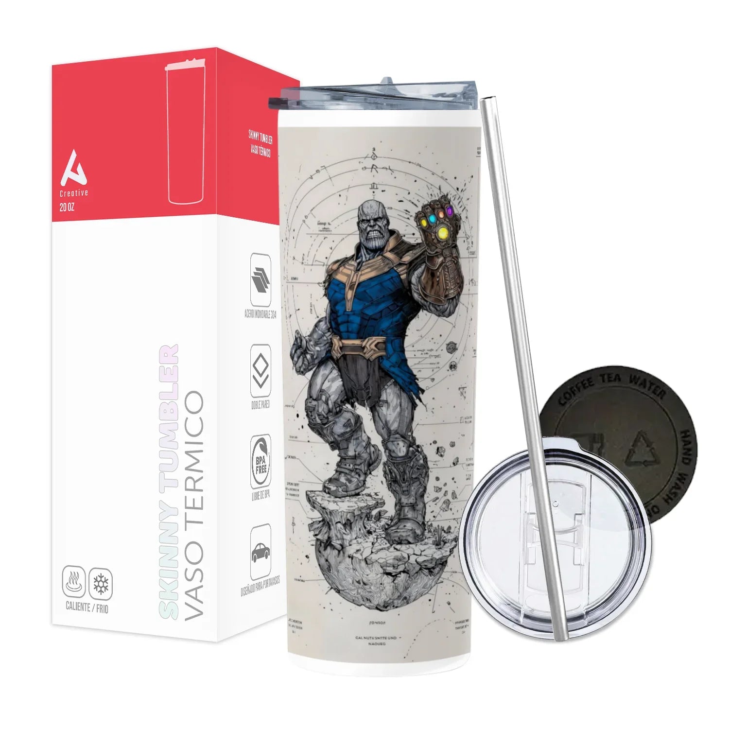 Termo Skinny Tumbler 20 oz de acero inoxidable - Thanos