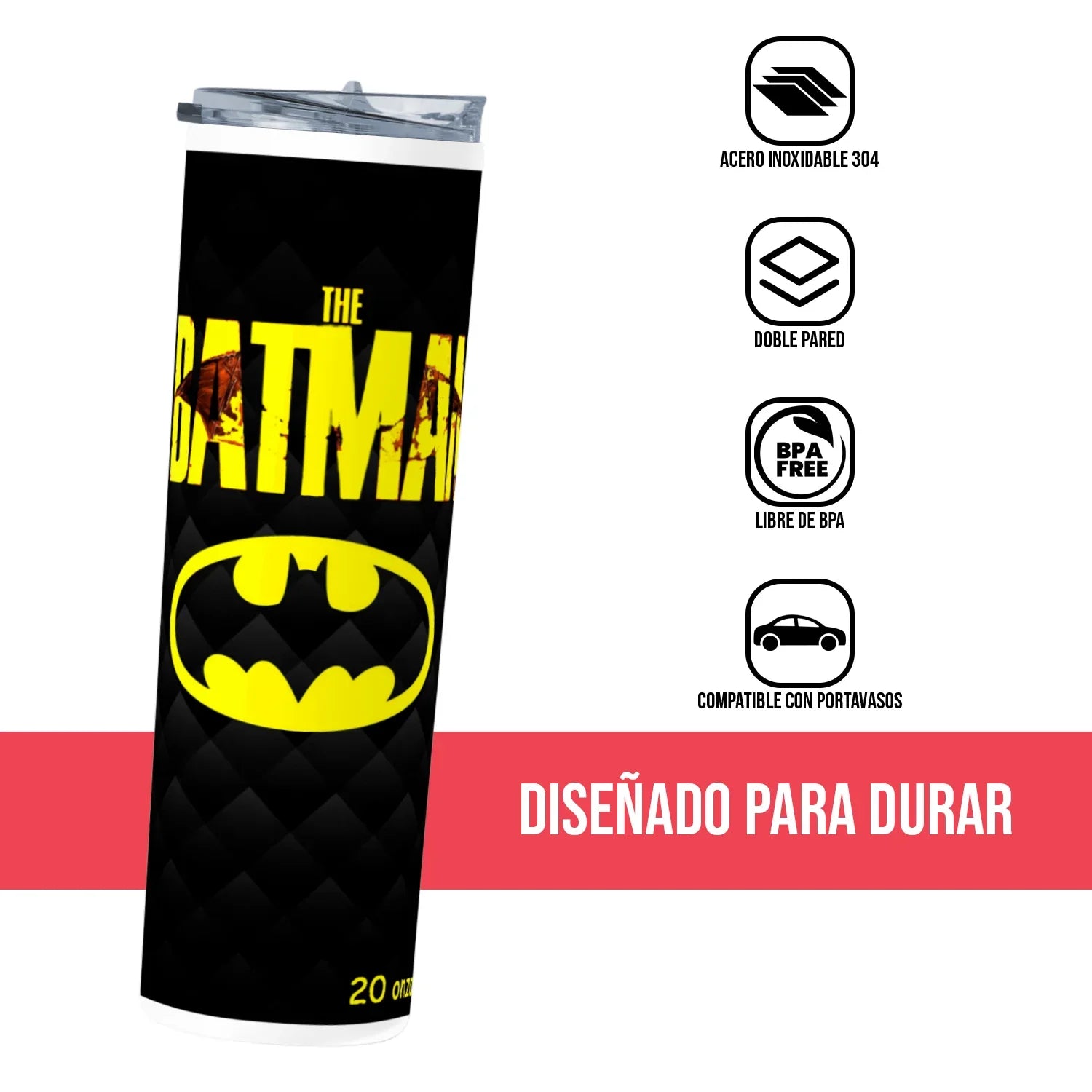 Termo Skinny Tumbler 20 oz de acero inoxidable - The Batman