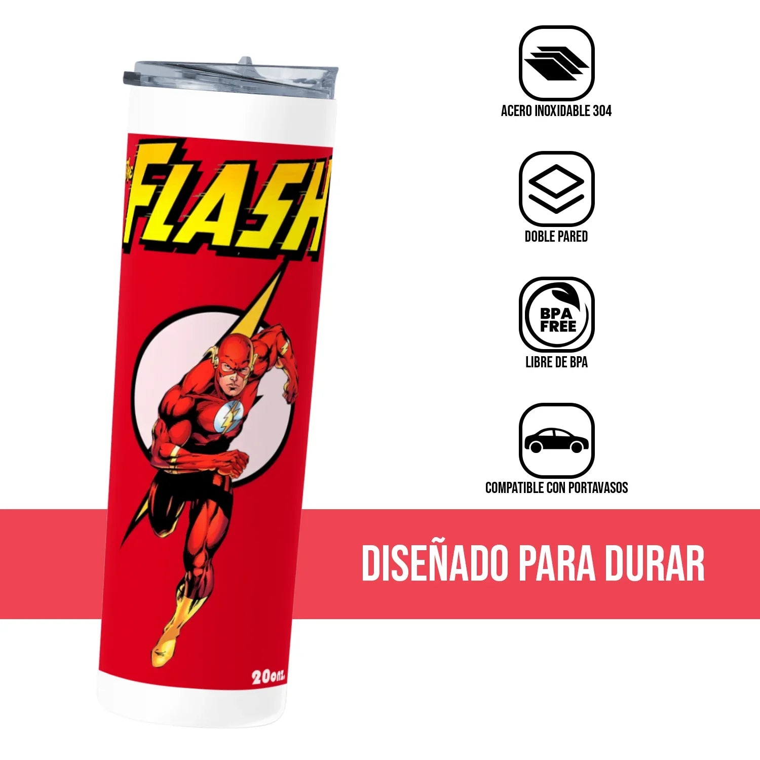 Termo Skinny Tumbler 20 oz de acero inoxidable - The Flash