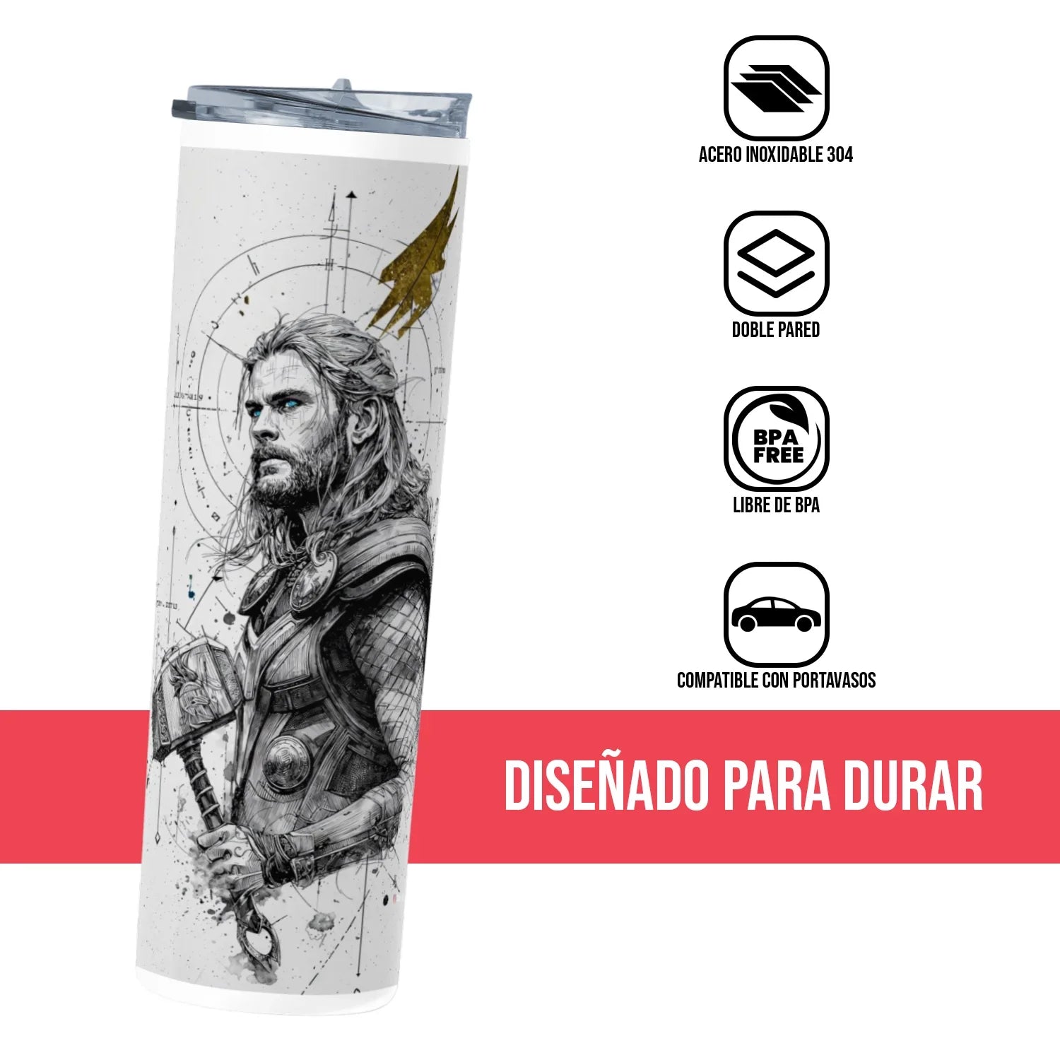 Termo Skinny Tumbler 20 oz de acero inoxidable - Thor