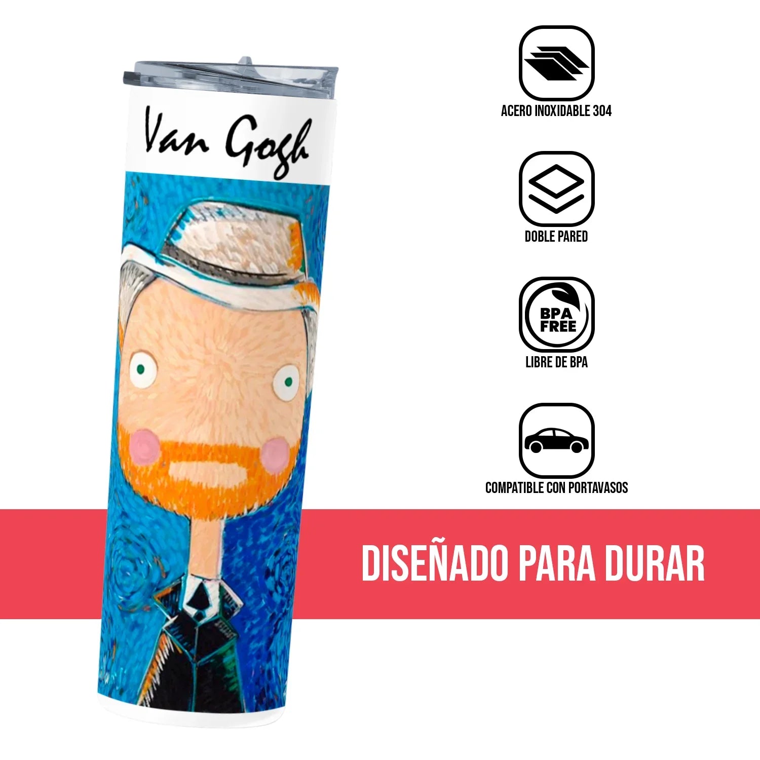 Termo Skinny Tumbler 20 oz de acero inoxidable - Van Gog