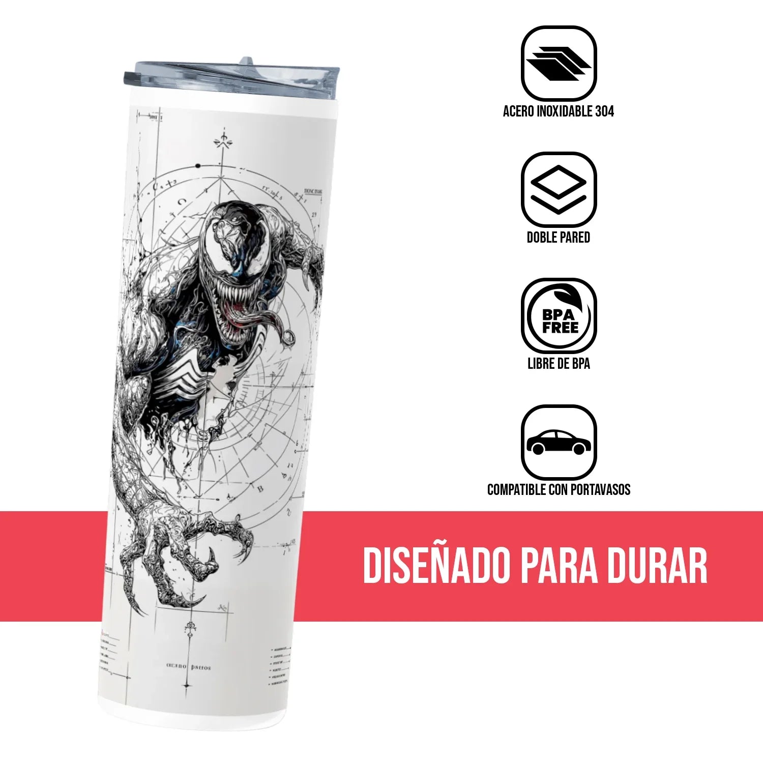 Termo Skinny Tumbler 20 oz de acero inoxidable - Venom